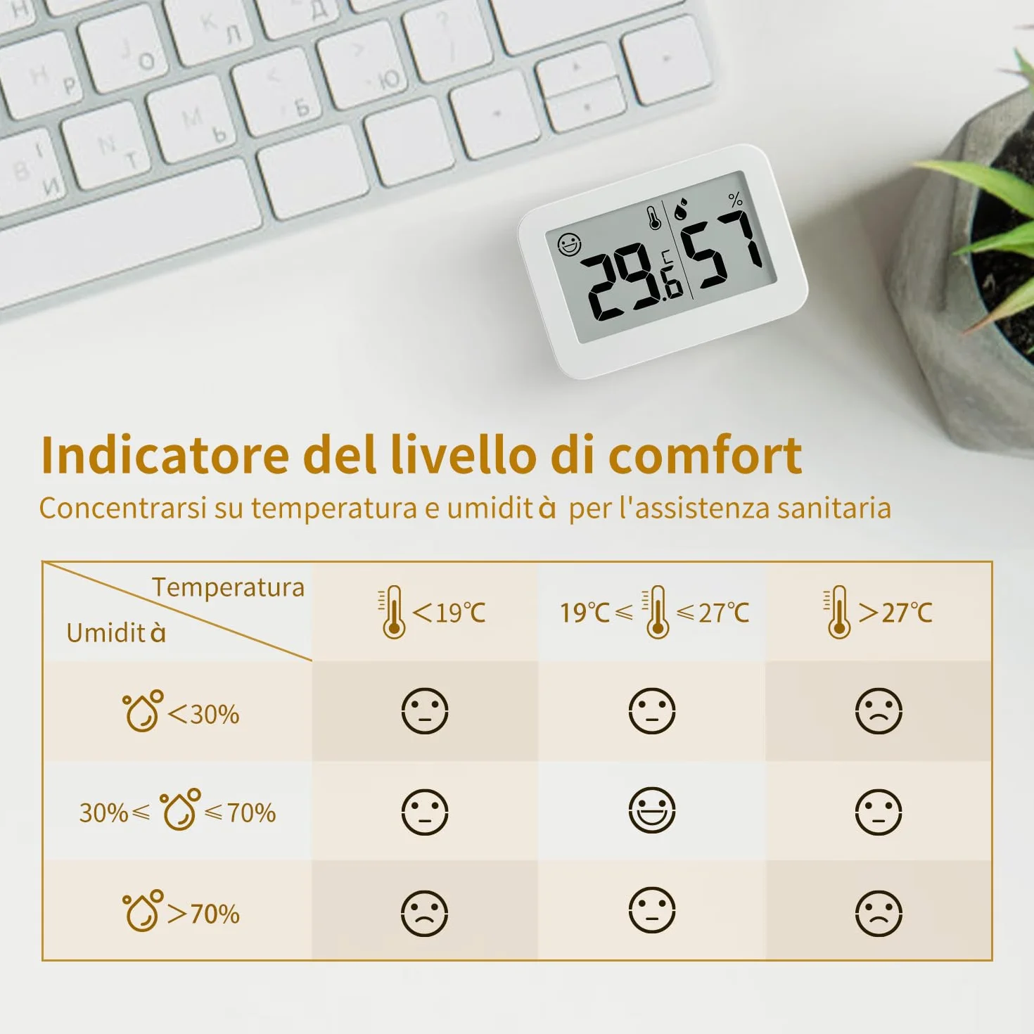 DOOMAY 2-Pack Mini Igrometri per Interni, Misuratore di Umidità Digitale con Temperatura Celsius