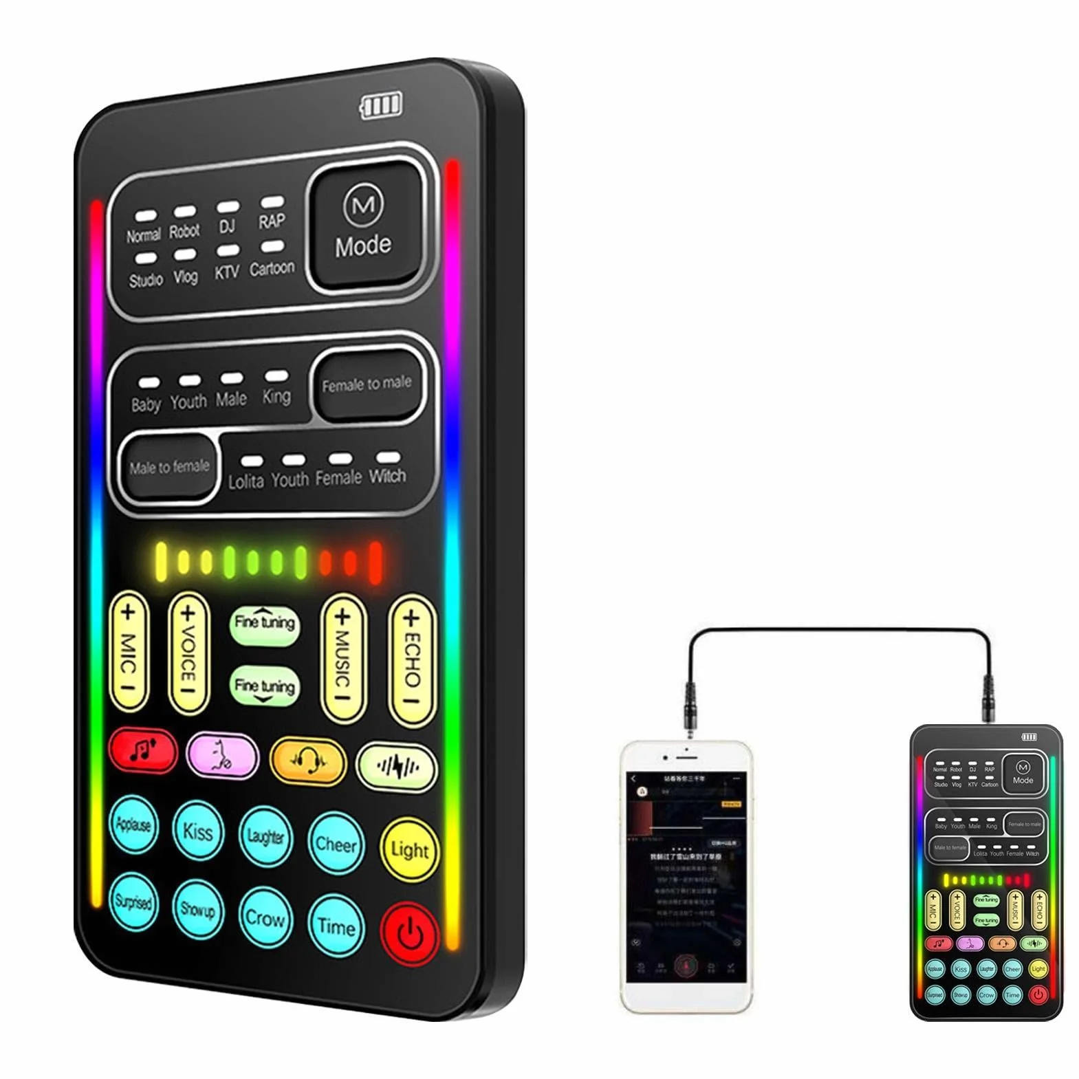 Cambia Voce Microfono Mini, Effetti Sonori Portatile 8 Suoni per Giochi Karaoke Streaming