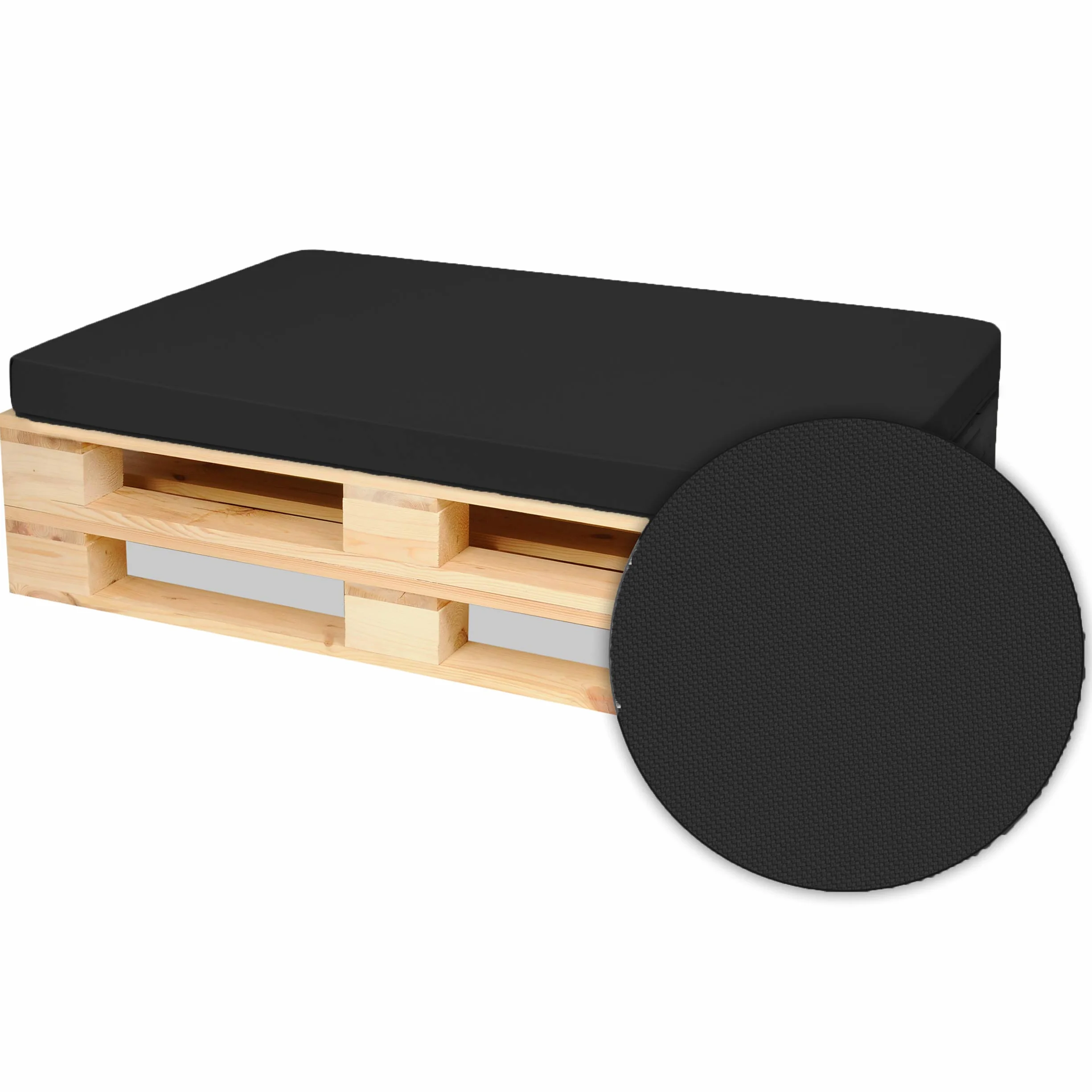 Materasso Cuscino per Bancale Divano Pallet 120x80 cm Impermeabile Nero