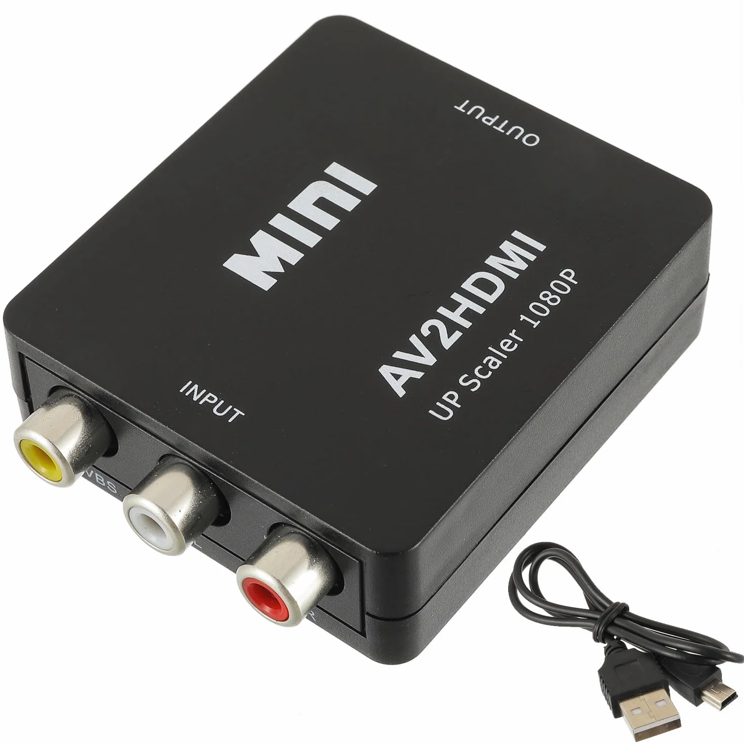 Konwerter RCA na HDMI 1080P Mini Composite CVBS Audio Video PAL/NTSC USB Czarny