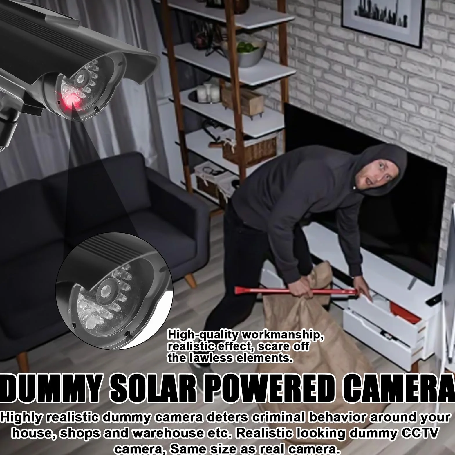 Telecamera di sorveglianza finta solare 4 pezzi con LED lampeggiante per esterno parete soffitto