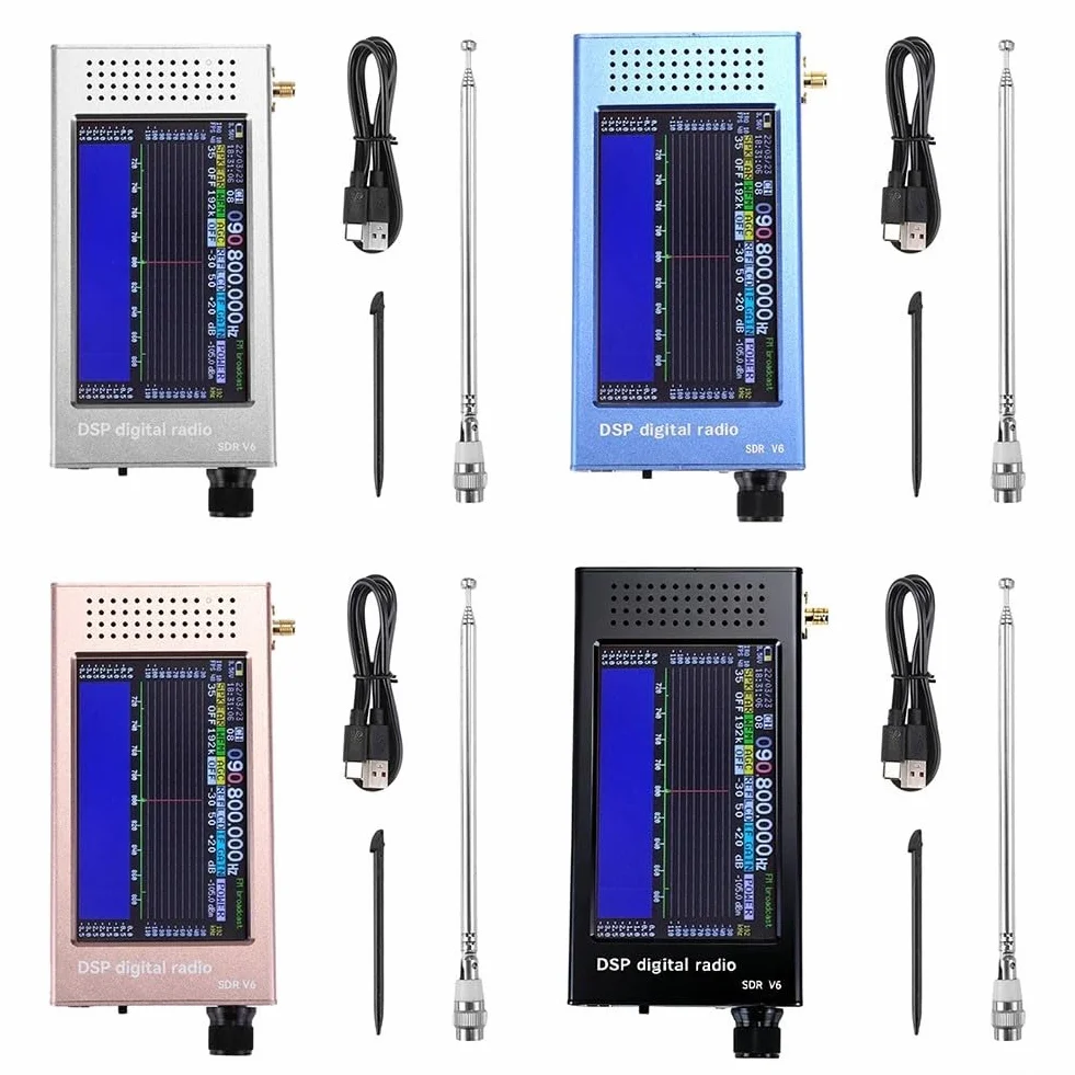SDR-V6 Ricevitore digitale 100 kHz-149 MHz touchscreen IPS 4,3 pollici alloggiamento lega alluminio radio amatoriali onde corte blu