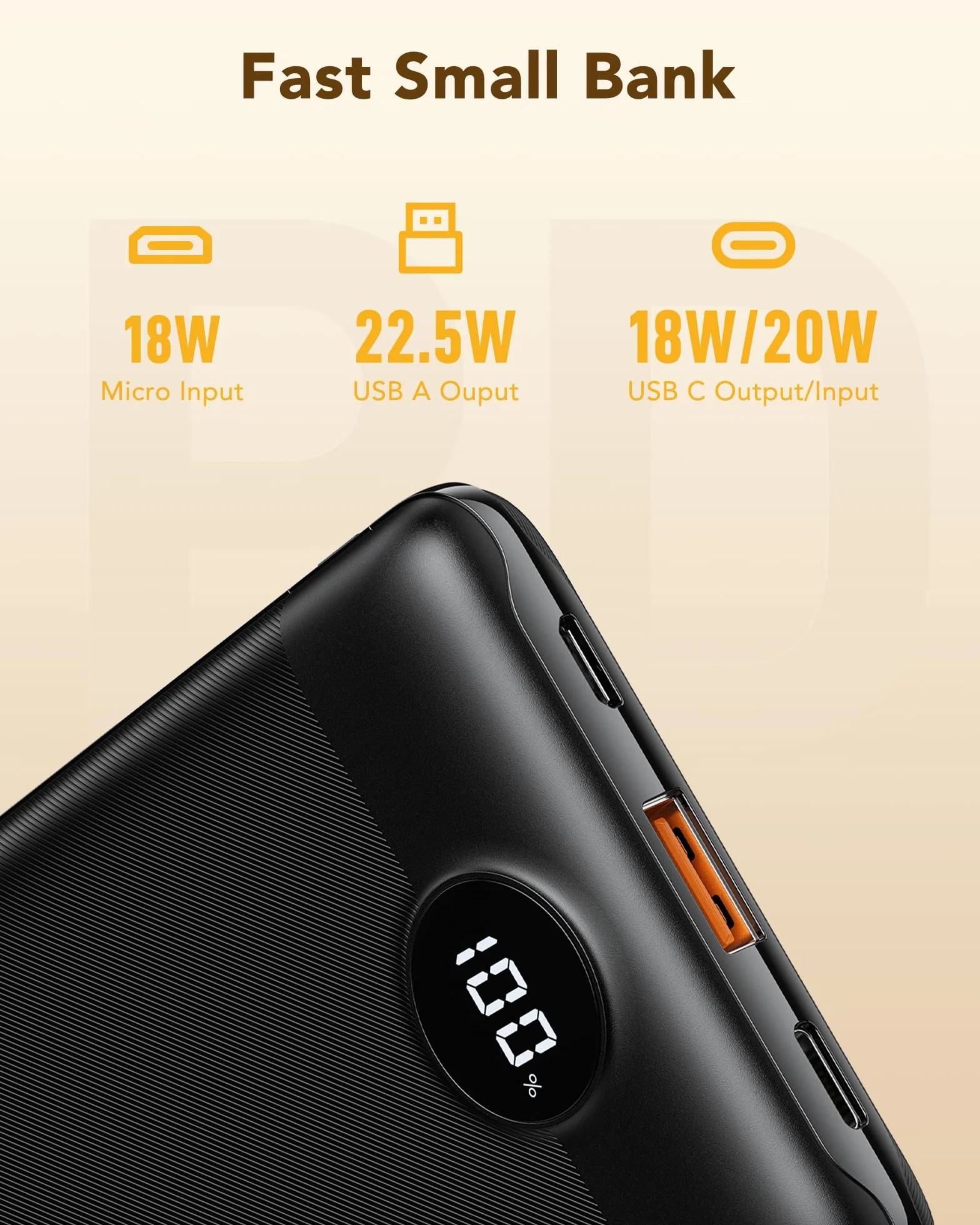 VEGER Power Bank 10000mAh Caricabatterie Portatile LED Display Mini Batteria Esterna 2 Ingressi 2 Uscite