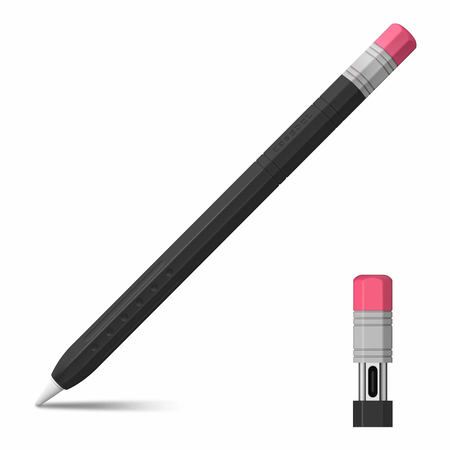 FINTIE Custodia in Silicone per Apple Pencil USB-C, Cover Protettiva Antiscivolo, Supporto Magnetico Nero