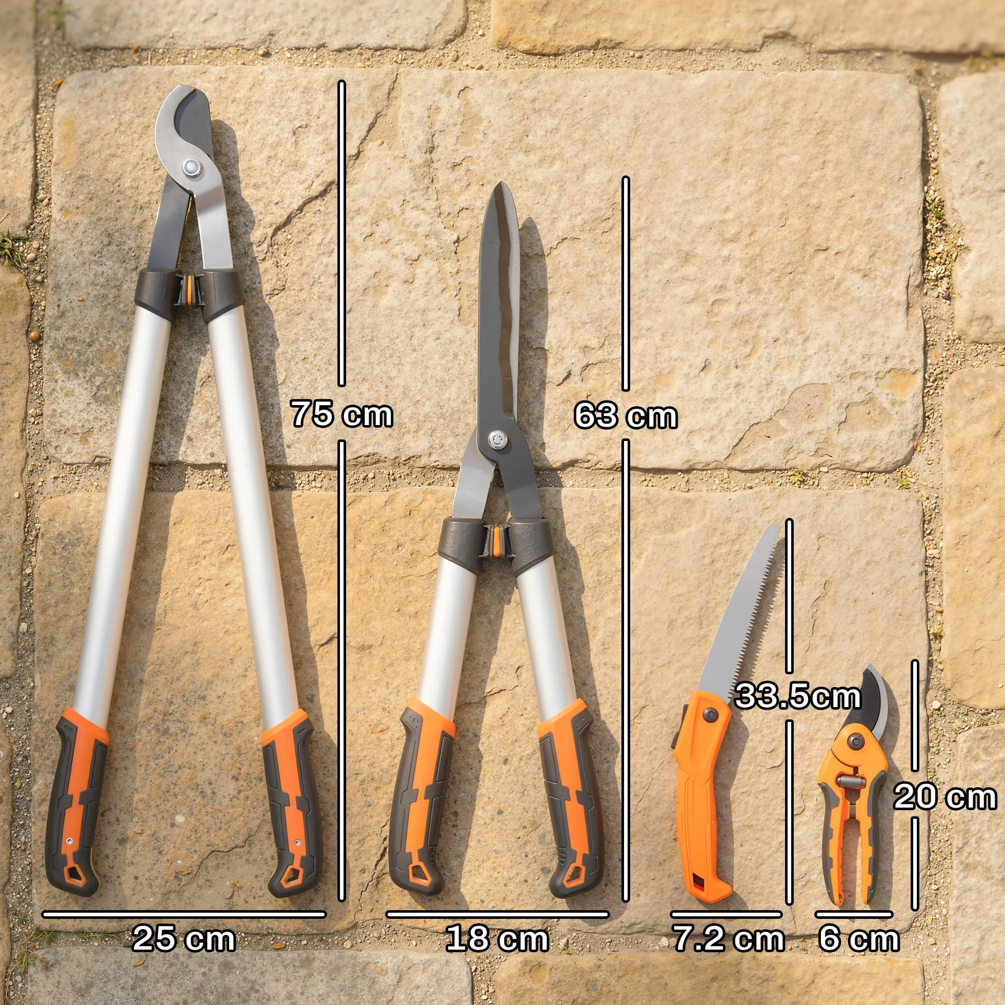Outsunny Set da Giardinaggio 4 Pezzi Cesoie Troncarami Forbici Potatura Seghetto Pieghevole Lame Affilate Manico Alluminio