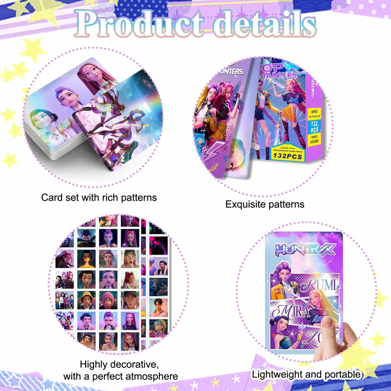 Kop Demo Huntr Fotocarte per Fan, Carte da Collezione con Motivi, Set Regalo 132pcs