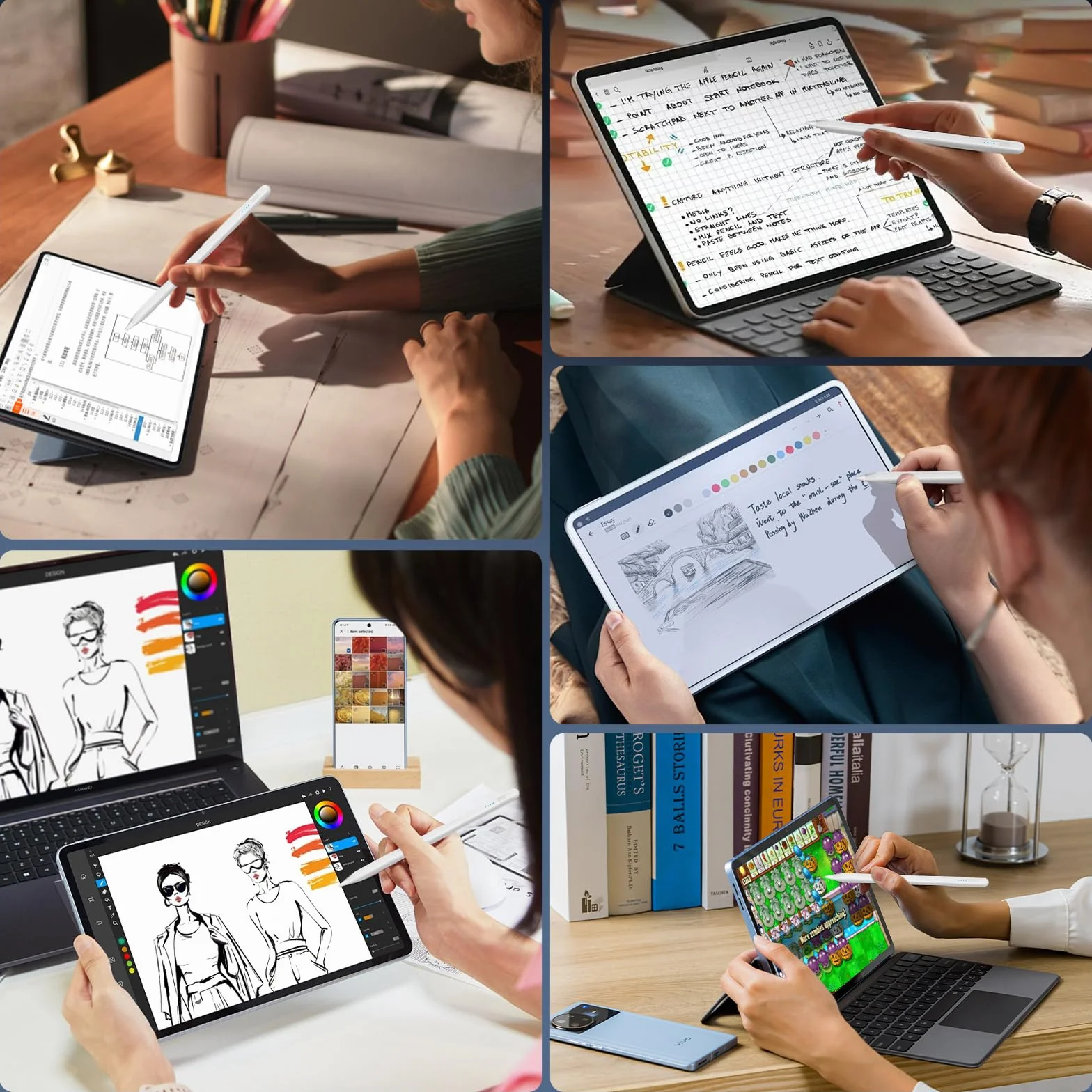 Penna Stylus per iPad 2018-2025 con Ricarica Rapida, Palm Rejection, Attacco Magnetico, Compatibile iPad Pro/Air/Mini/iPad