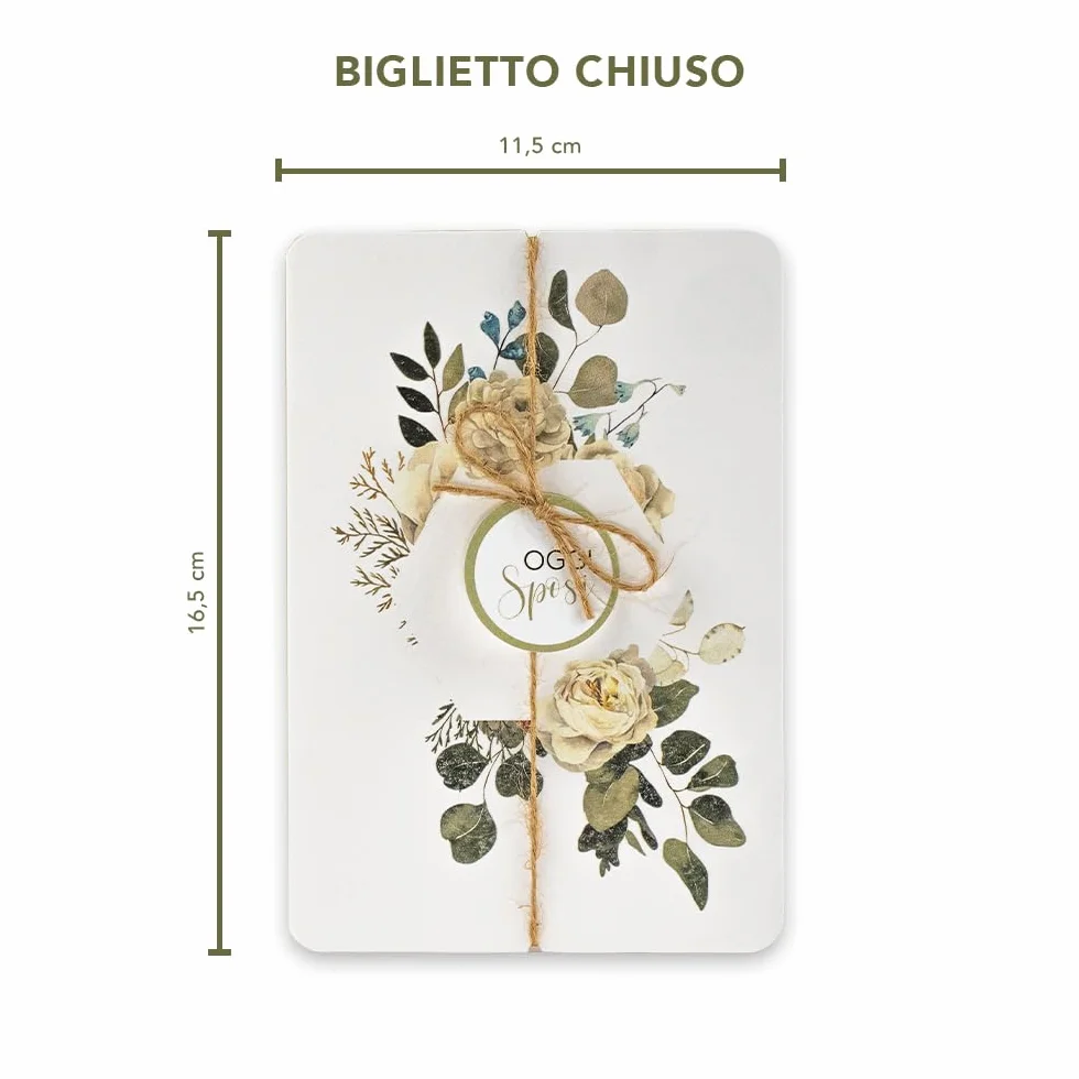 LINA OFFICINE GRAFICHE CREATIVE Biglietto di Auguri per Matrimonio, Stile Elegante, con Applicazione e Cordoncino in Juta, Busta Dorata Inclusa, 11,5 x 16,5 cm