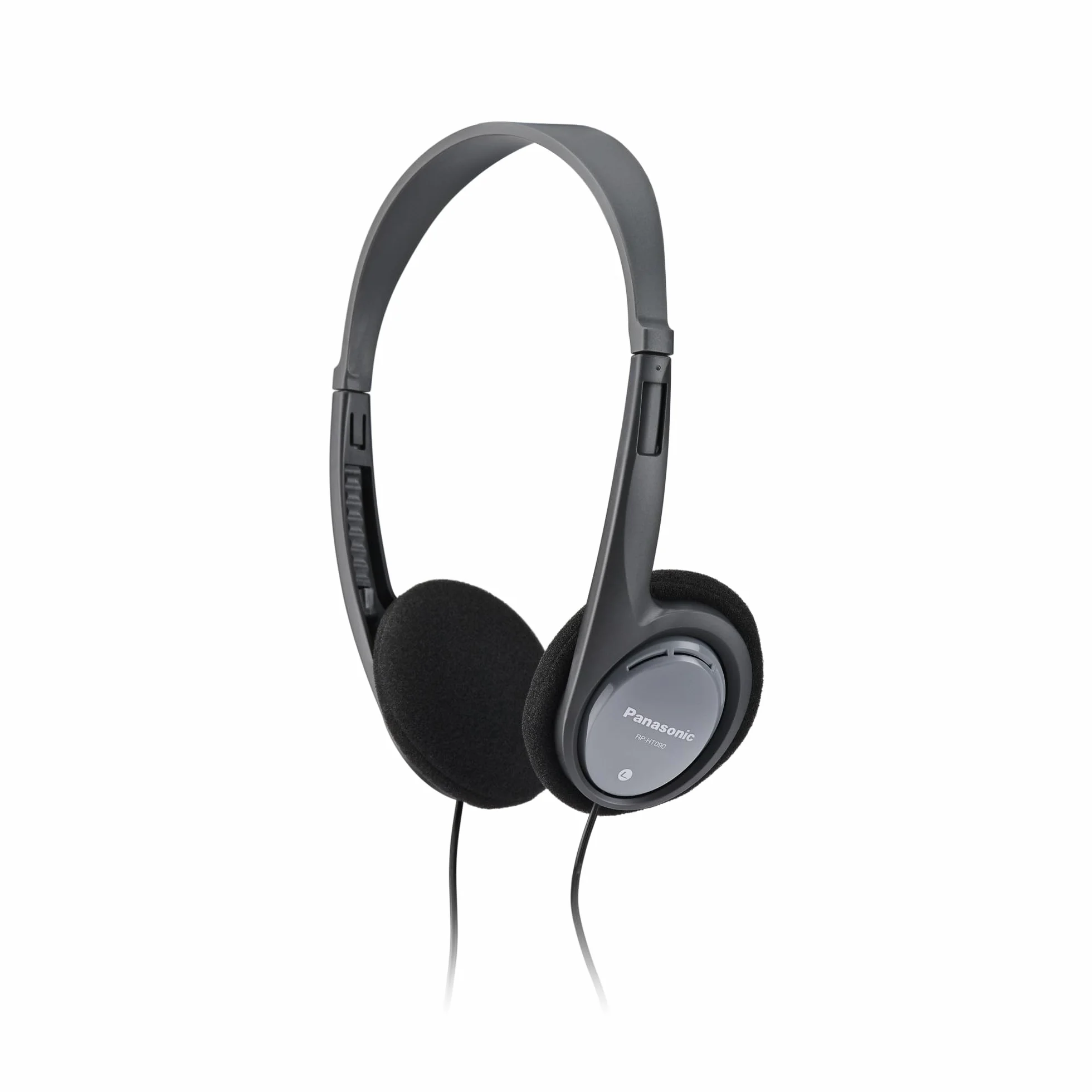 Panasonic RP-HT090E-H Cuffie Stereo On-Ear, Cavo 5m, Controllo Volume, Jack 3,5mm, Nero