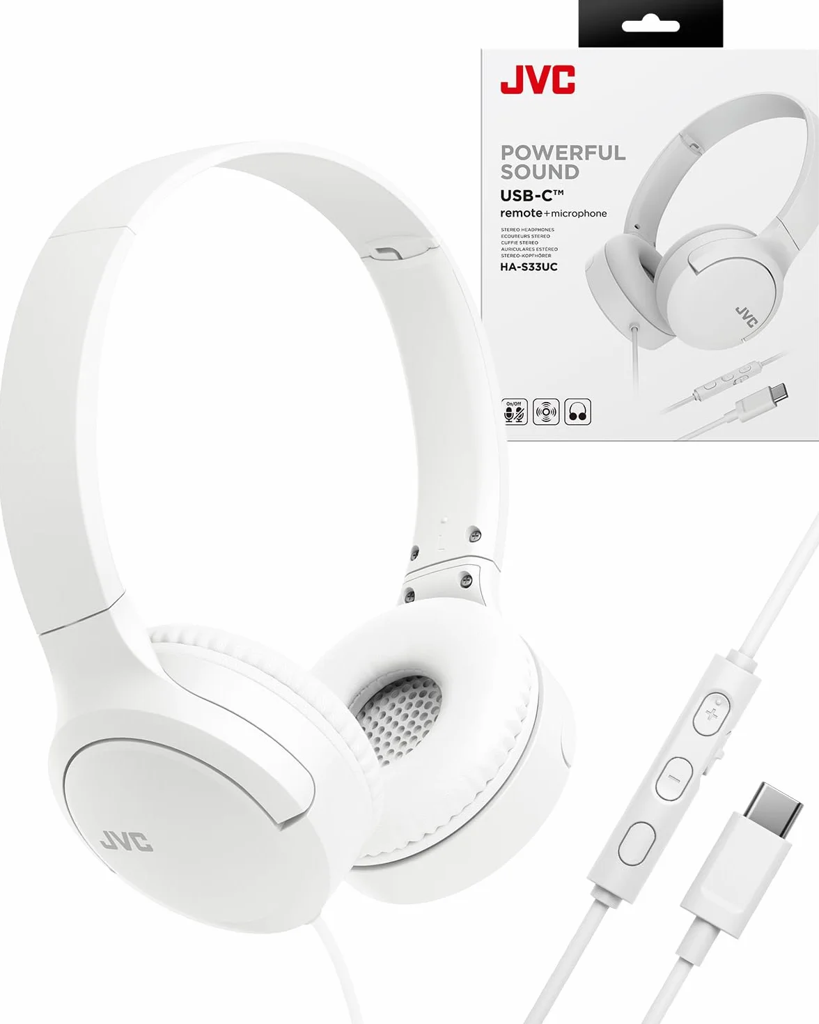 JVC HA-S33UC-W Cuffie on-ear USB-C pieghevoli Bianco