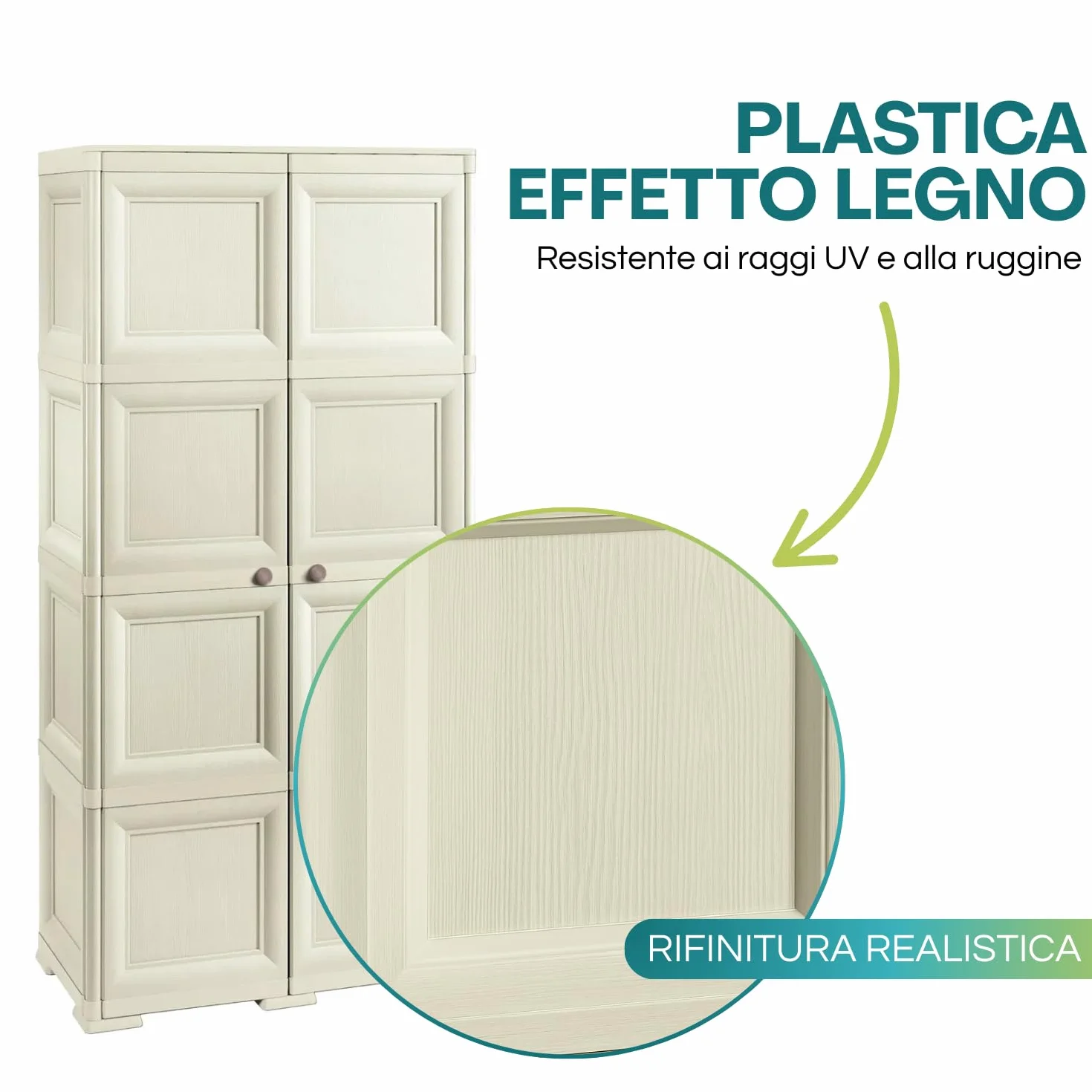 PALUPLUS Portascope Armadio Multiuso effetto legno 79x43x164 cm 4 Scomparti Piedini Antiscivolo Made in Italy