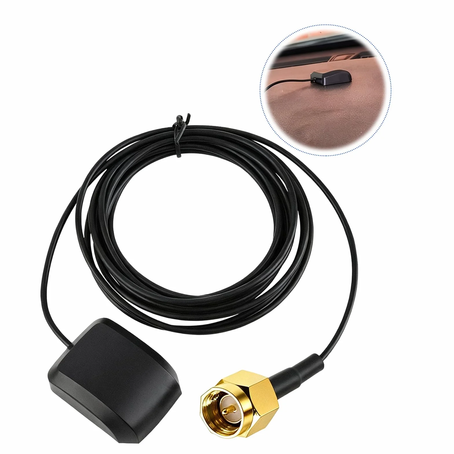 Antenna GPS attiva impermeabile con amplificatore, base magnetica, cavo 3 m