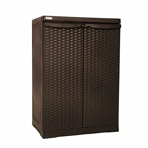 GrecoShop Armadio Basso Resina Polyrattan-line Wengè
