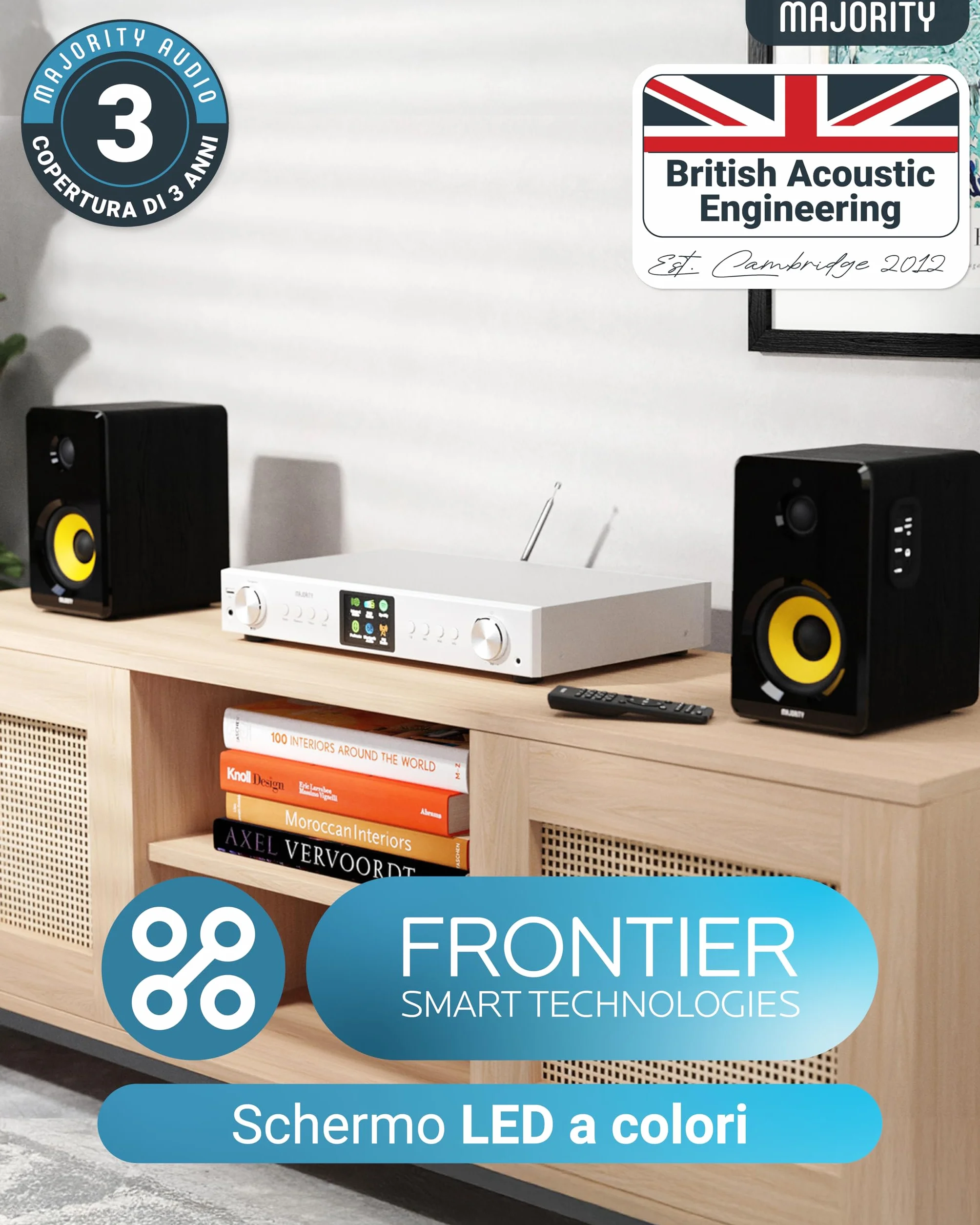 Majority Fitzwilliam Radio Internet Wifi Spotify Connect Bluetooth DAB FM Sintonizzatore HiFi Telecomando USB AUX