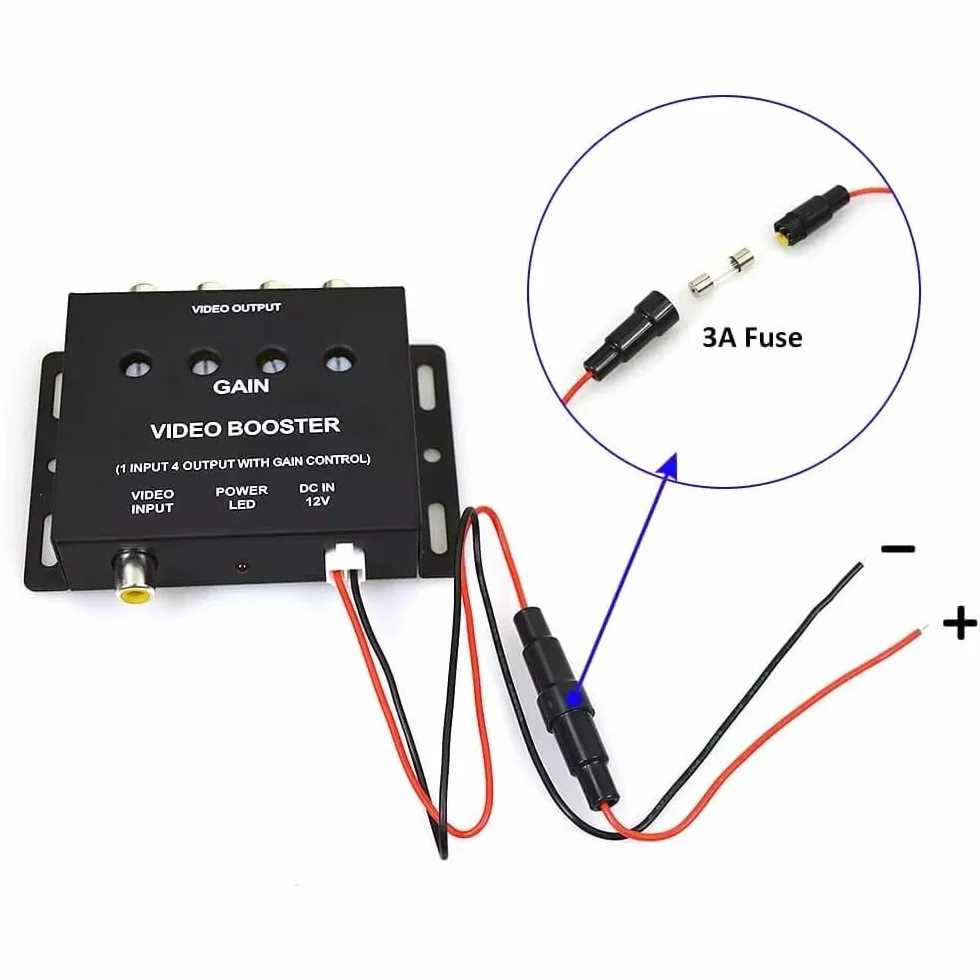Car Video Splitter 1 a 4 canali AV Amplificatore Booster CVBS Segnale per Auto LCD DVD