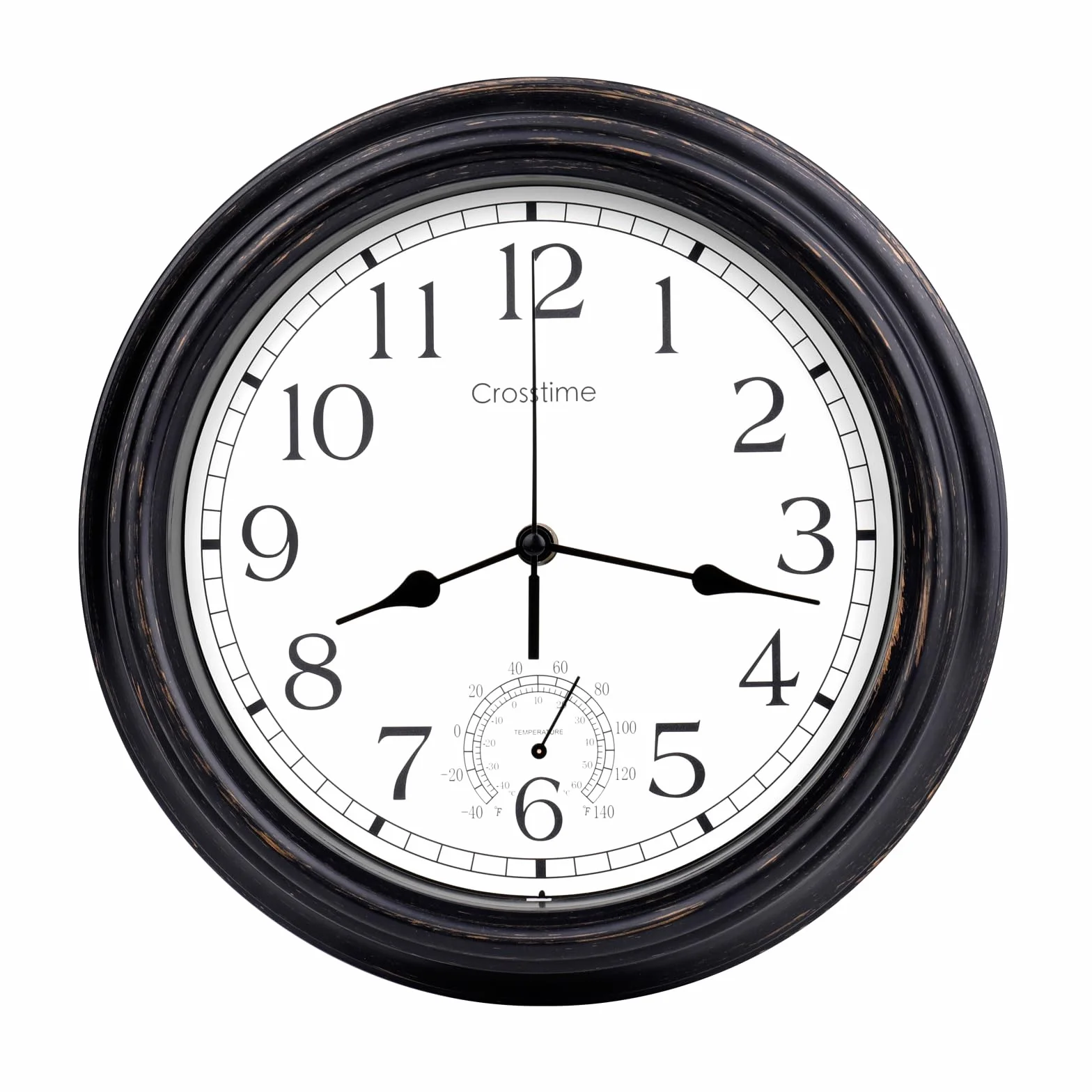 Orologio da parete impermeabile con termometro, per interni ed esterni, 40 cm, per giardino, patio, piscina, soggiorno, colore: bronzo