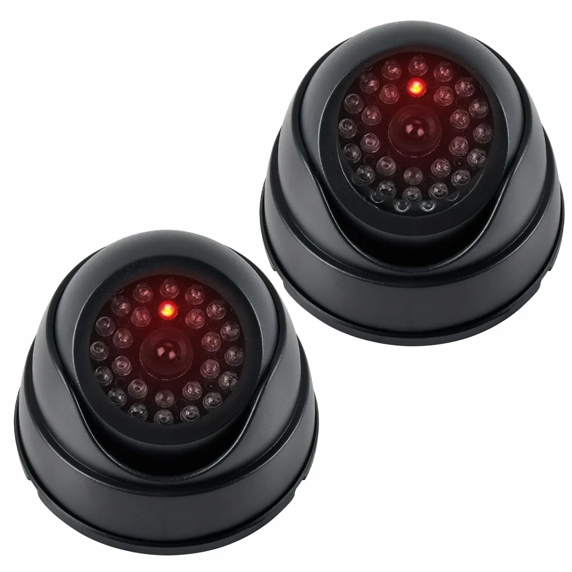Telecamera Finta Esterno con Led 2PZ CCTV Fittizia Nero a Batteria