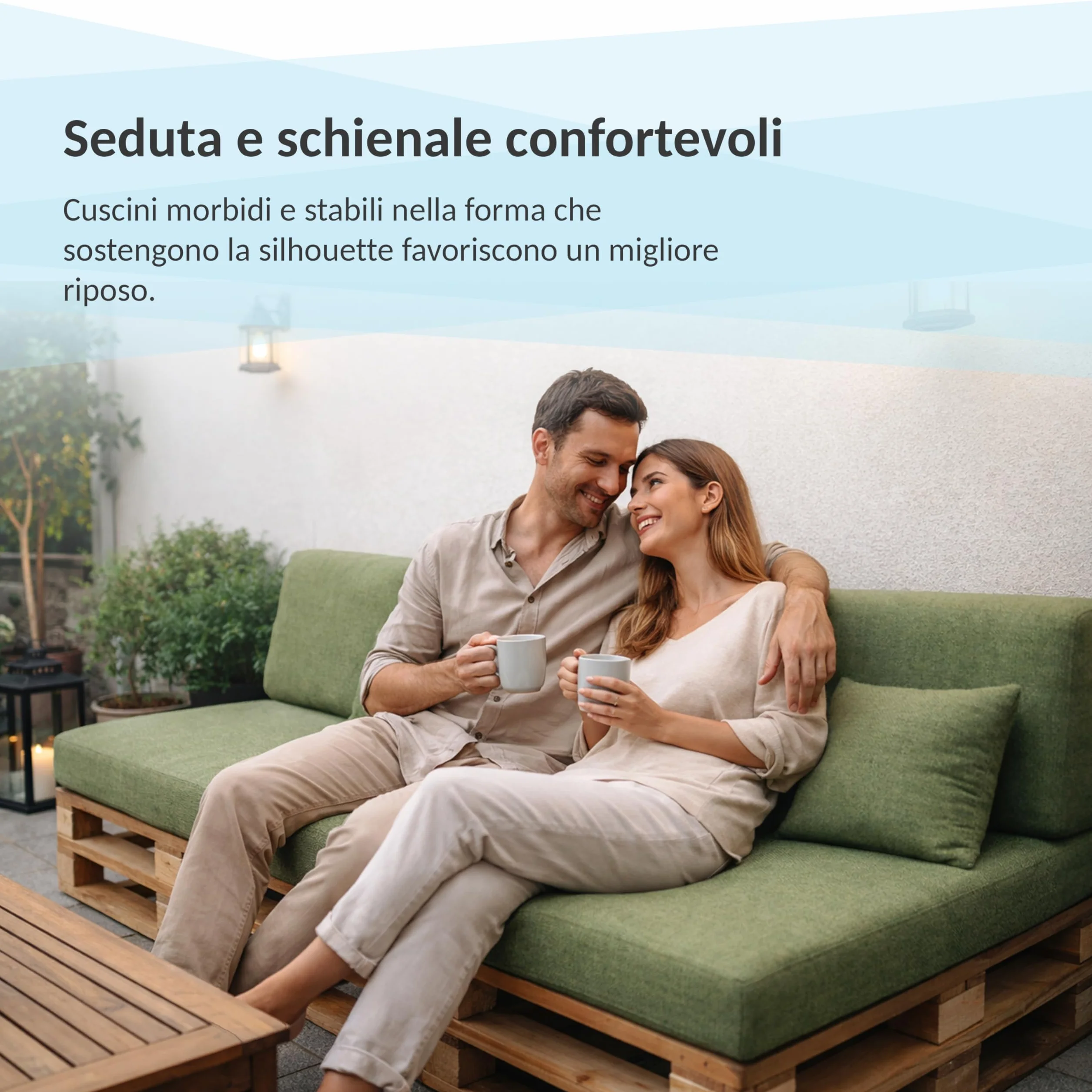 Cuscini per Pallet Impermeabili Beige 120x80 cm Seduta 120x40 cm Schienale Set di 2 Oeko-Tex Made in EU
