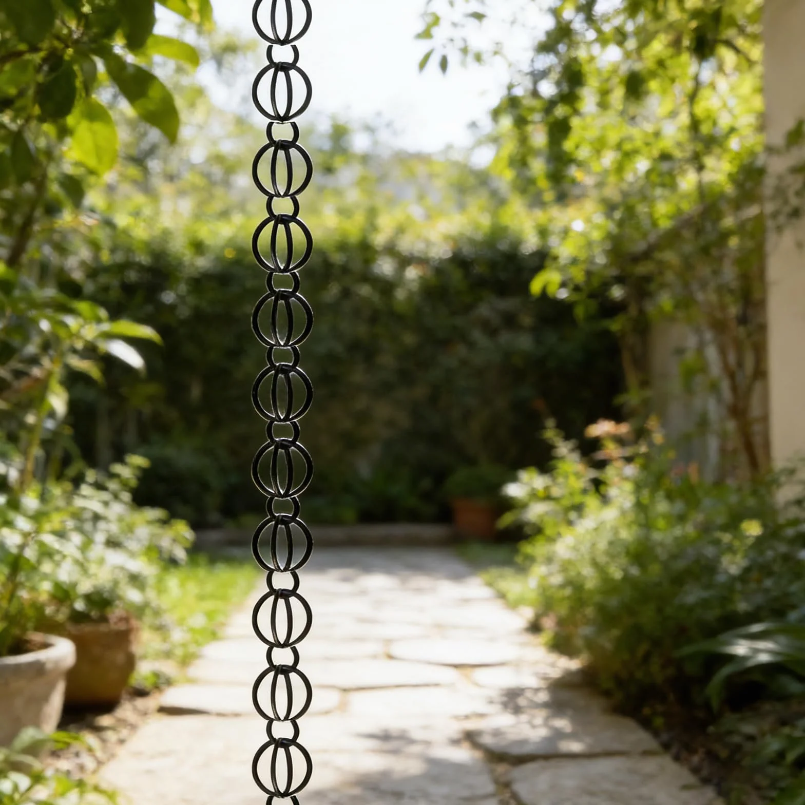 Catena da Pioggia Antica Giapponese 2.4m Nero per Giardino Terrazzo
