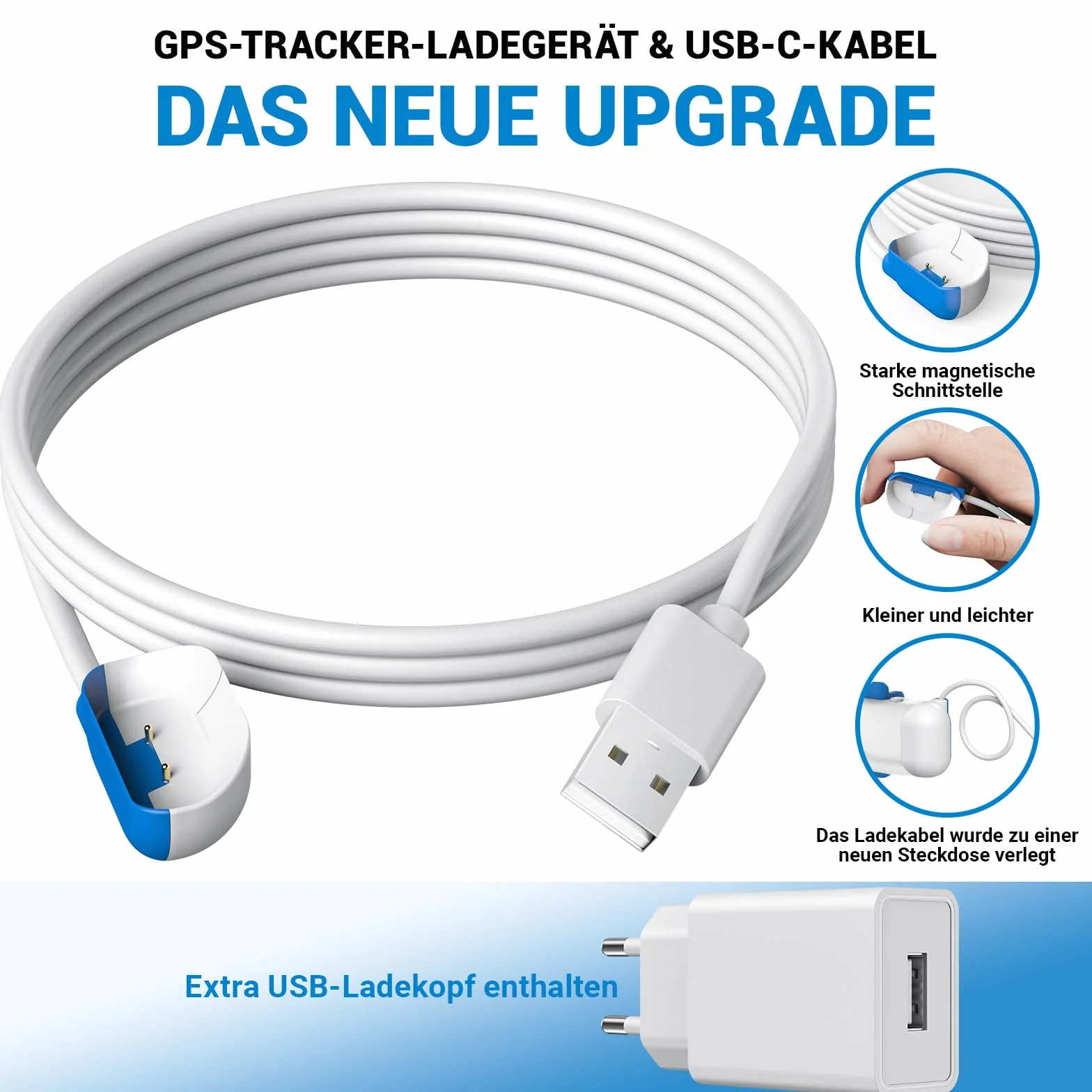 Cavo USB C magnetico GPS caricabatterie compatibile con Tracti DOG 4 GPS Tracker per cani