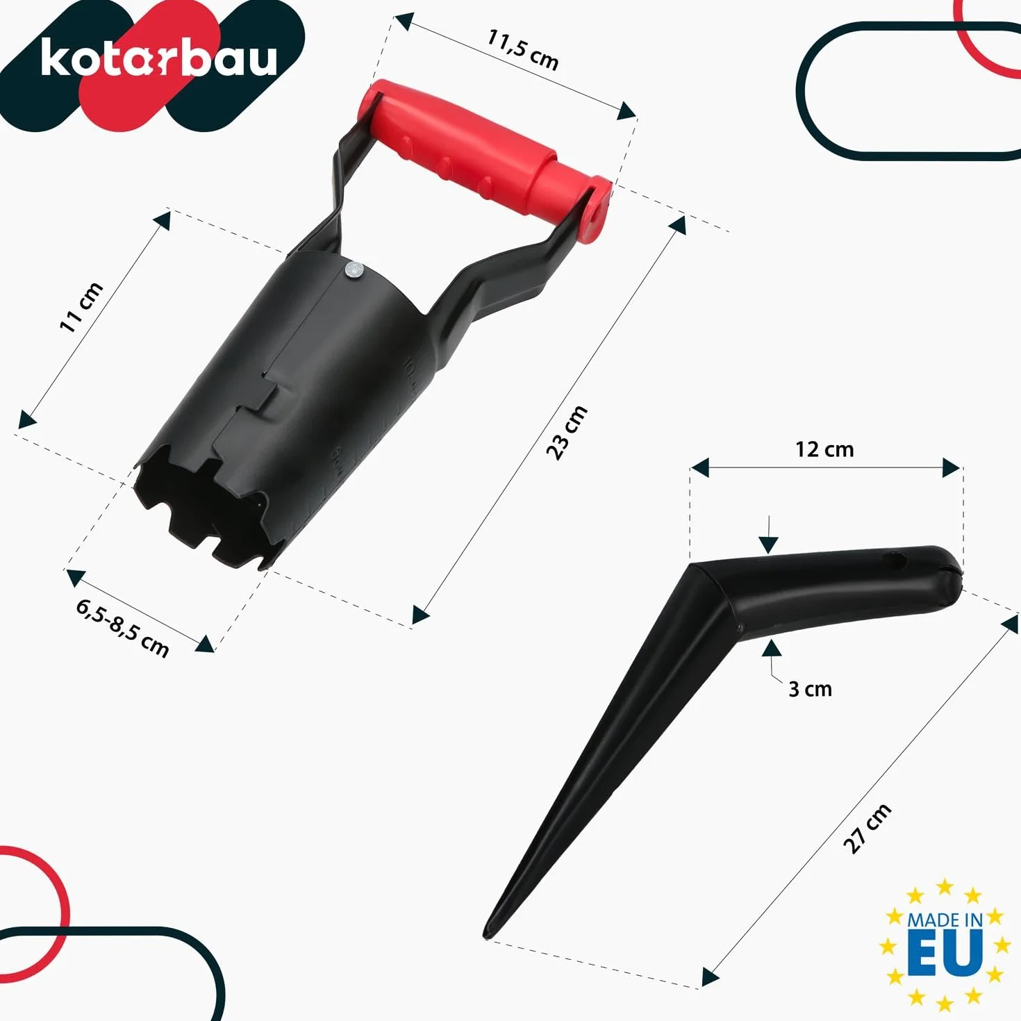 KOTARBAU® Piantabulbi - 23 cm - Piantabulbi - Puntale - Acciaio verniciato a polvere - Ausilio per la piantagione - Per piantare bulbi - Nero - Accessori da giardino - Trapano per buche