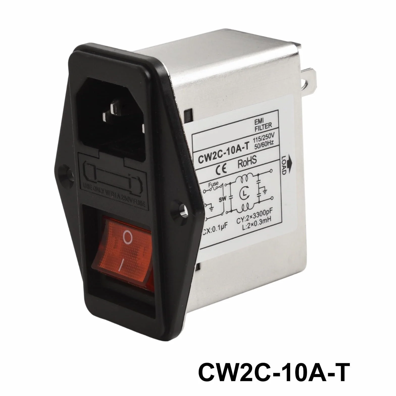 Filtro di rete EMI CW2C-10A-T presa IEC 3A/6A/10A alloggiamento metallo interruttore sicurezza illuminazione industriale