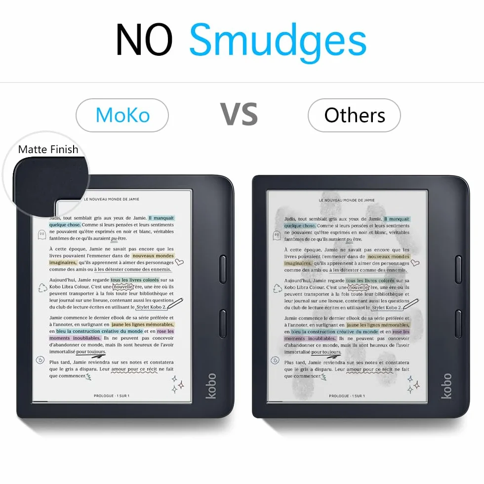 MoKo 2 Pezzi Pellicole Anti-Riflesso per 7 Pollici Kobo Libra Colour 2024/2025, Pellicola Protettiva Anti-Graffio per Kobo Libra 2 7" 2021