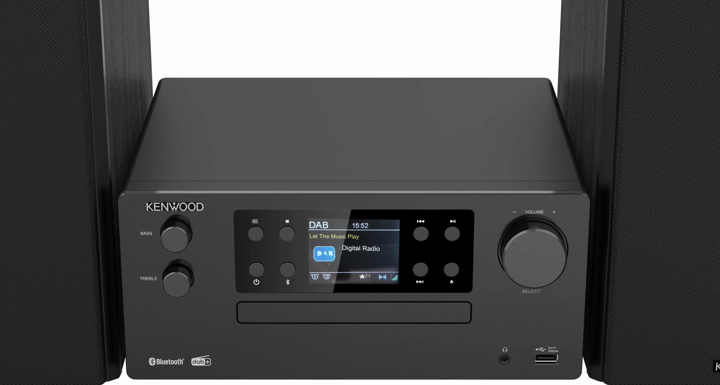 KENWOOD M-925DAB Sistema Micro HiFi Stereo DAB+ FM CD USB AUX 2,4" Display Colori Nero
