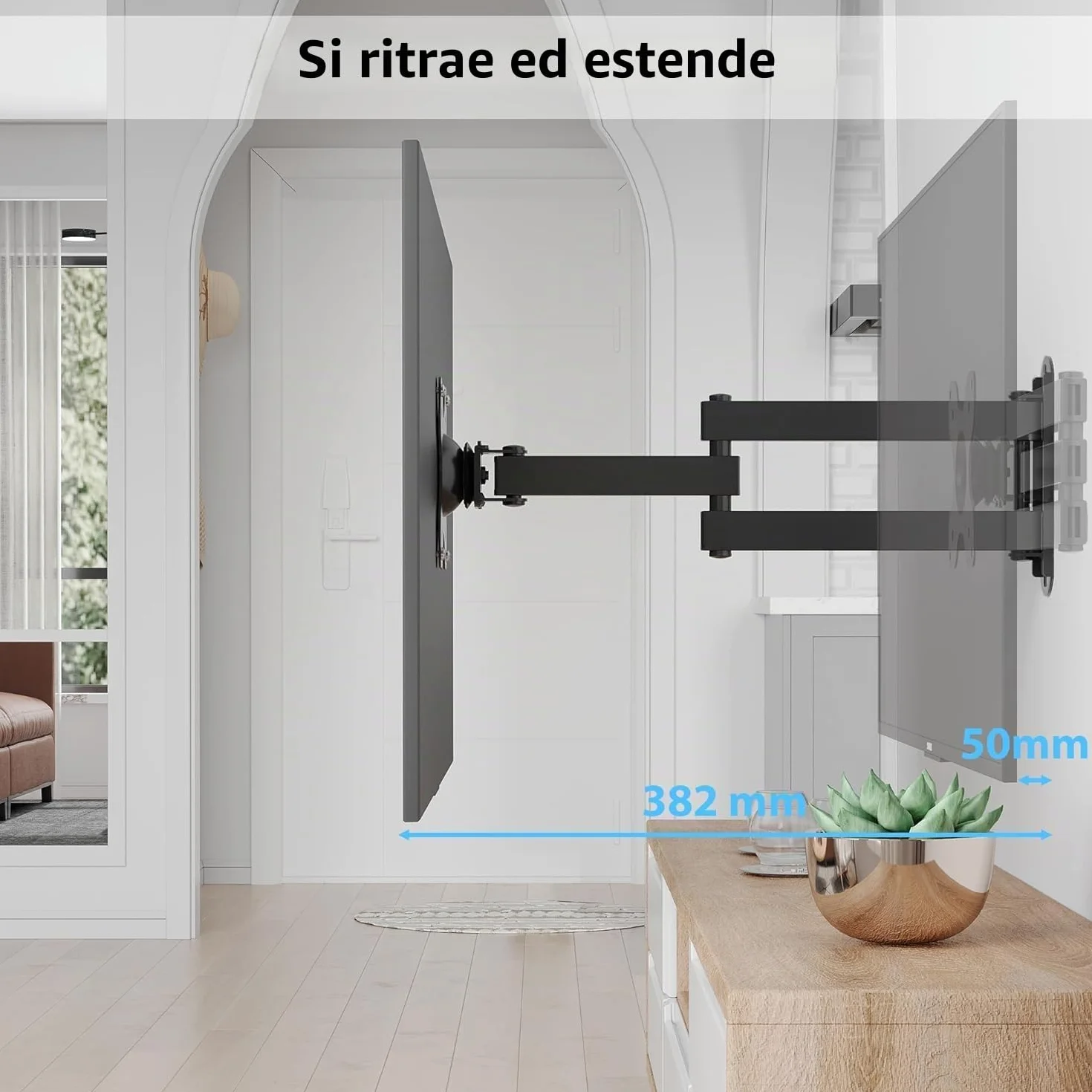 BONTEC Supporto da Parete TV/PC 13-30 pollici, Staffa TV Universale con Braccio Girevole, Portata 15 kg, VESA 75/100mm