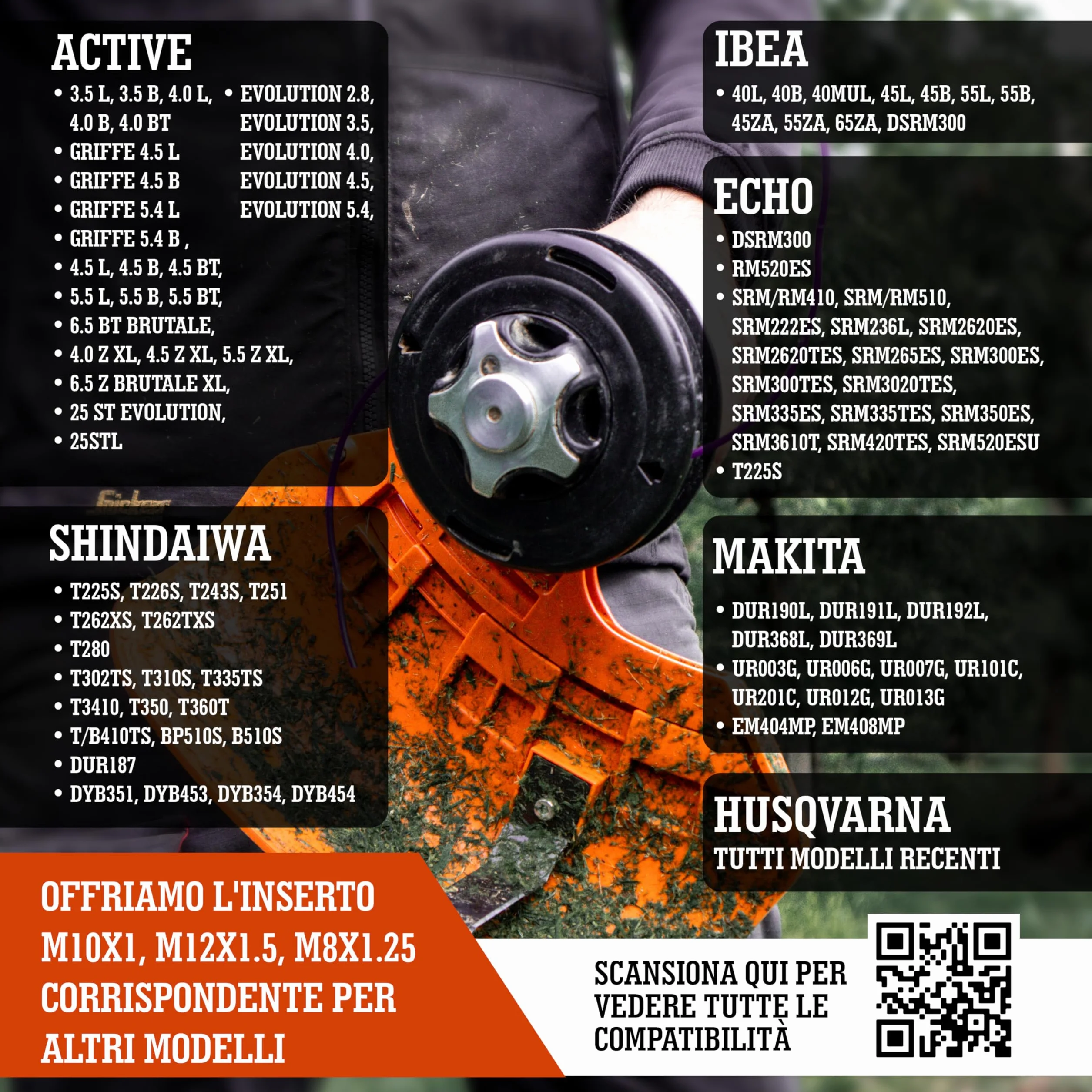 LERAVA® Testina Decespugliatore batti e Vai - M10x1,25 - Testina decespugliatore con Pomolo in Acciaio - Accessori batti e Vai - Dado per Stihl, Echo, Efco - 100% Made in Italy