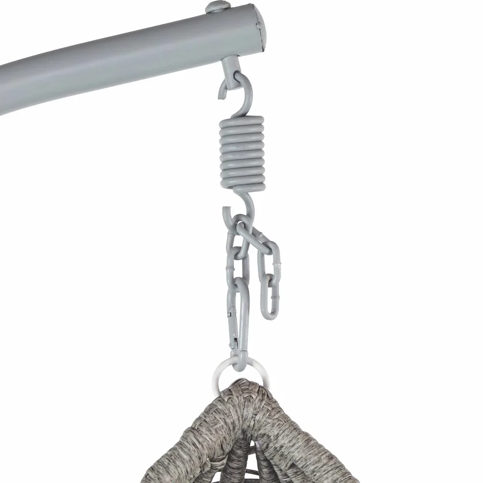 Poltrona a Dondolo Sospesa da Giardino Estosa Ferro Diametro 108cm Altezza 198cm Fibra Sintetica Cuscini Poliestere Portata 120kg