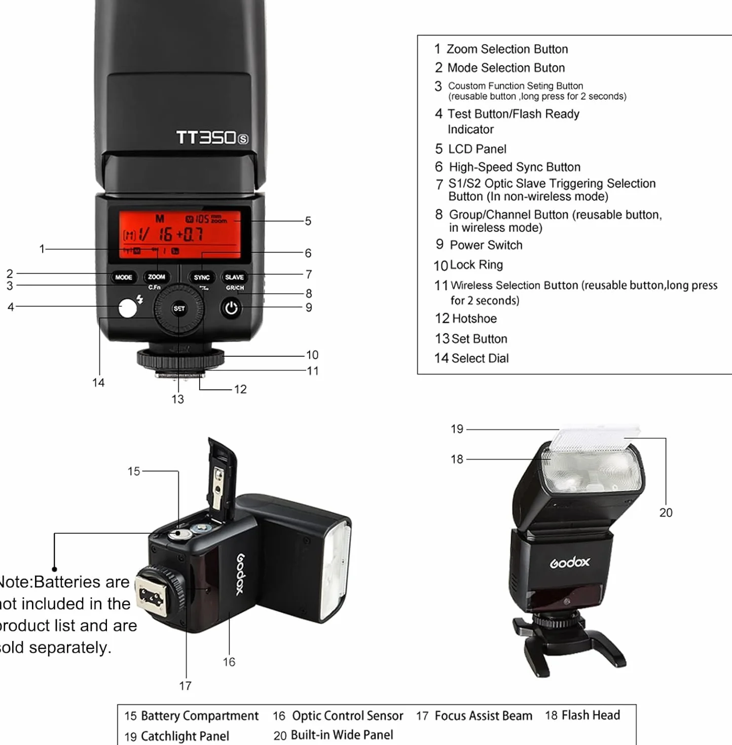 Godox TT350S 2.4G TTL Flash Speedlite Sony