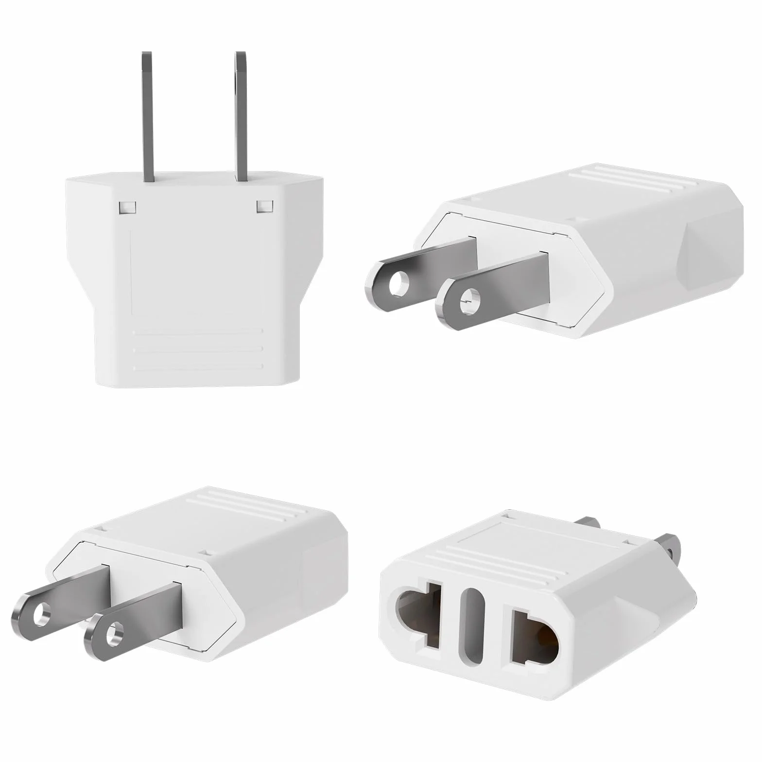 GRIFEMA Adattatore Presa USA Tipo A Confezione da 4, 6A 250V, Adattatore di Viaggio per Spine Tipo L/C/E/F/A/N