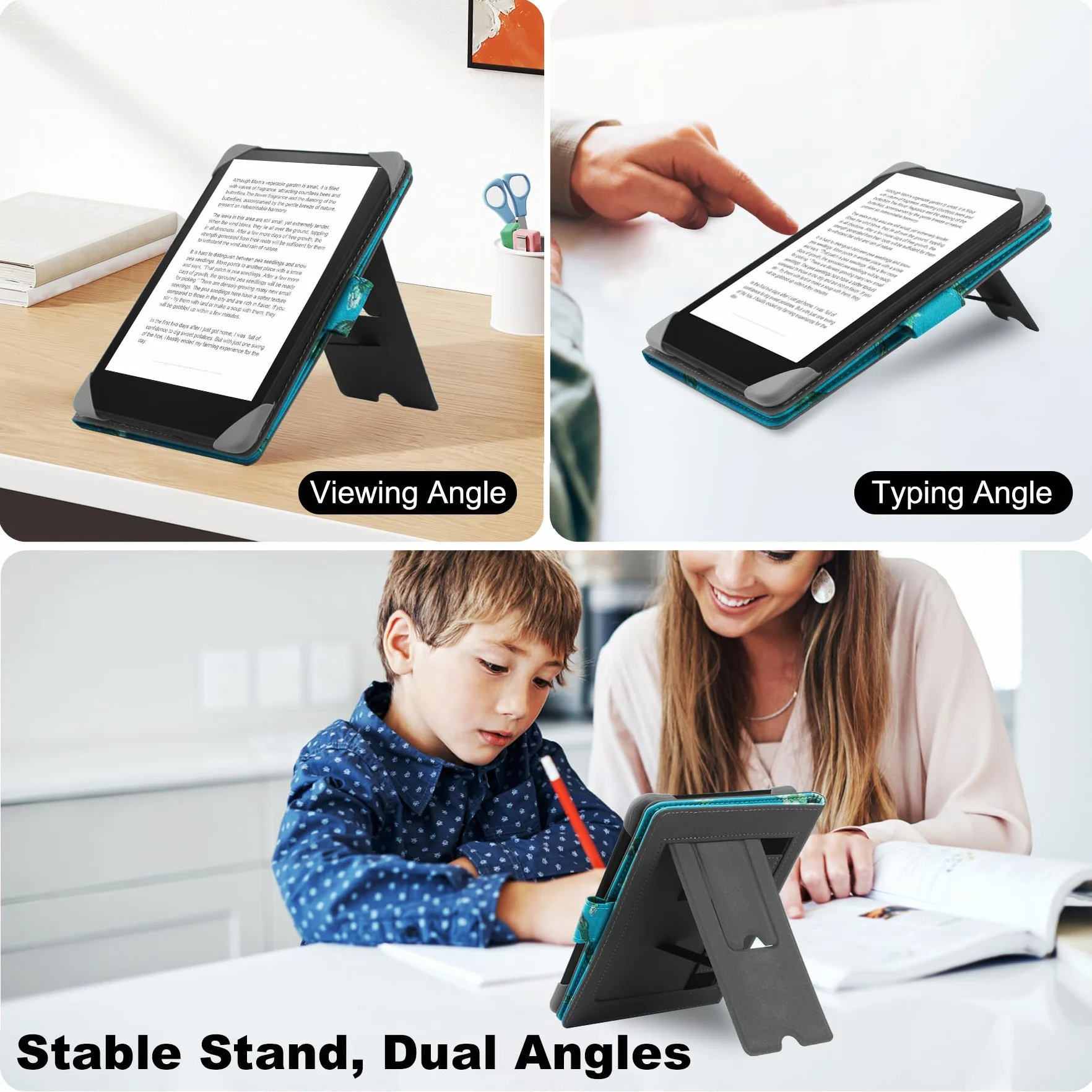 HoYiXi Custodia Universale per eReader 6.8" 7" Compatibile Kindle Paperwhite Colorsoft Kobo PocketBook Tolino Sony con Stand Fiore