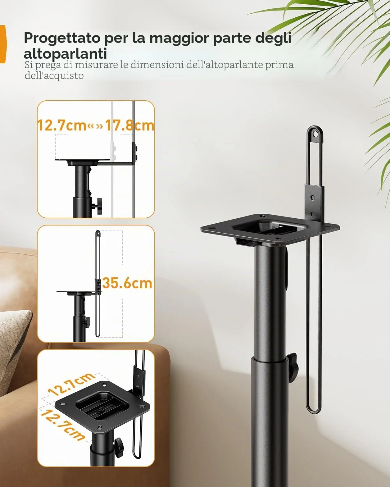 Perlegear Supporto per altoparlanti confezione da 2 altezza regolabile 83,8-106,7 cm gestione cavi