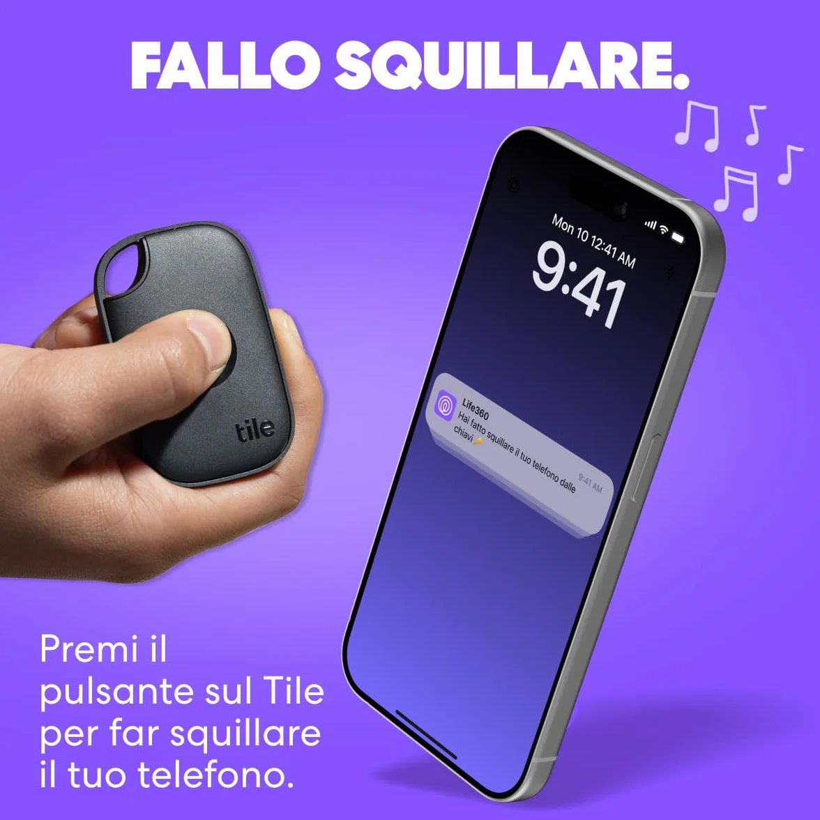 Tile by Life360 Pro Bluetooth Tracker for Keys, Bags, iOS Android, 1-Pack (Nero)