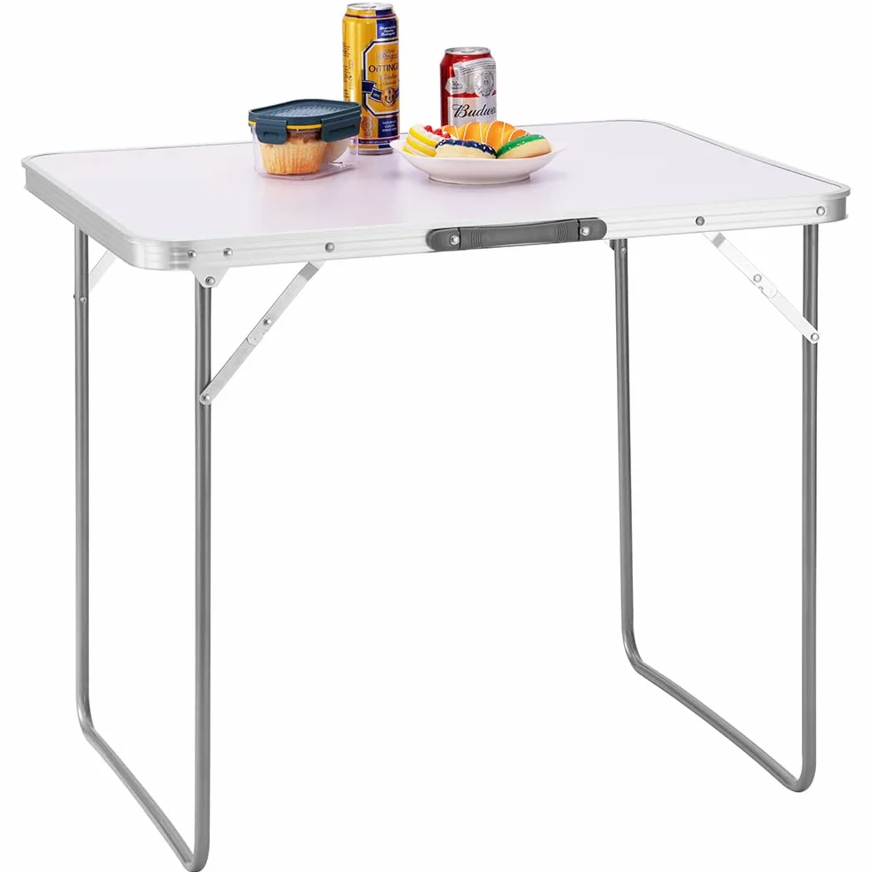 BAKAJI Tavolino Pieghevole da Campeggio Picnic 60x80x68 Alluminio Bianco