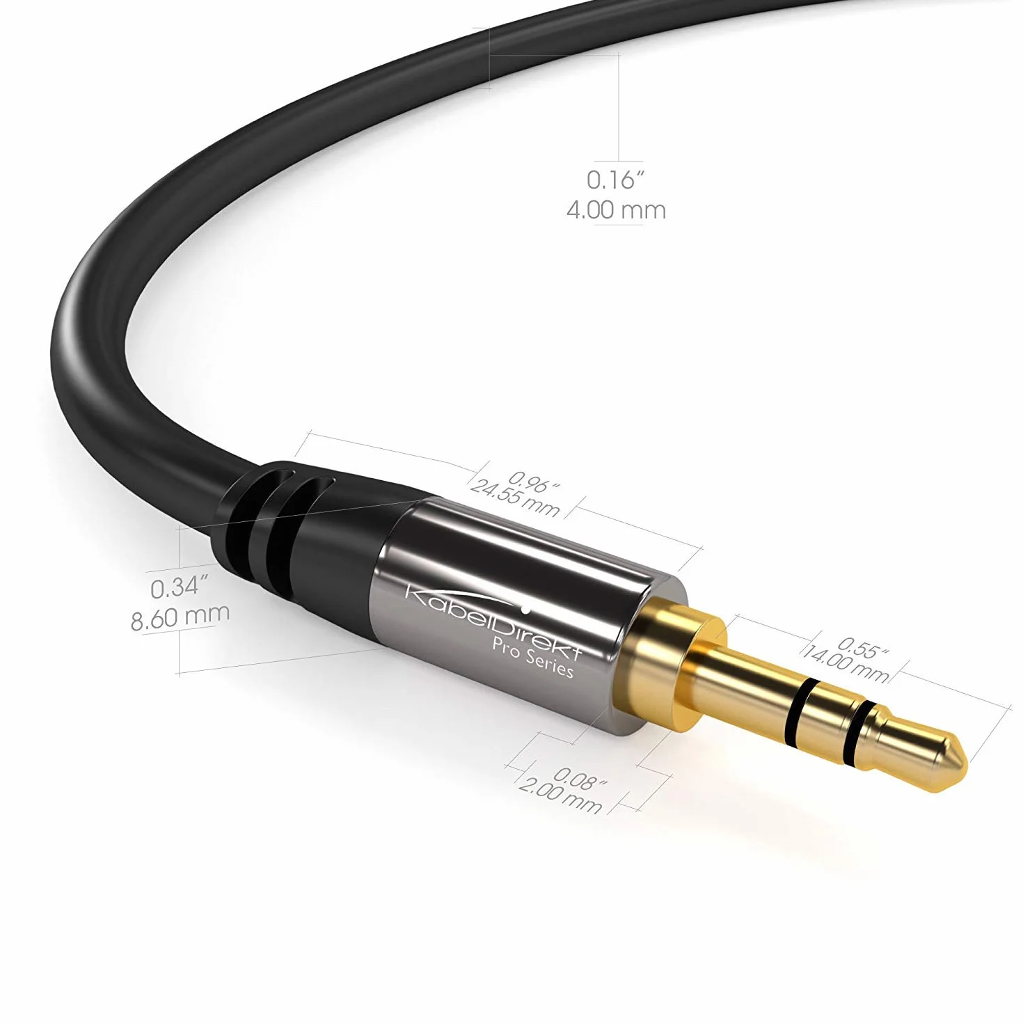 KabelDirekt Cavo Aux Jack 3,5 mm 2 m Connettori Metallo Infrangibili Audio Nero