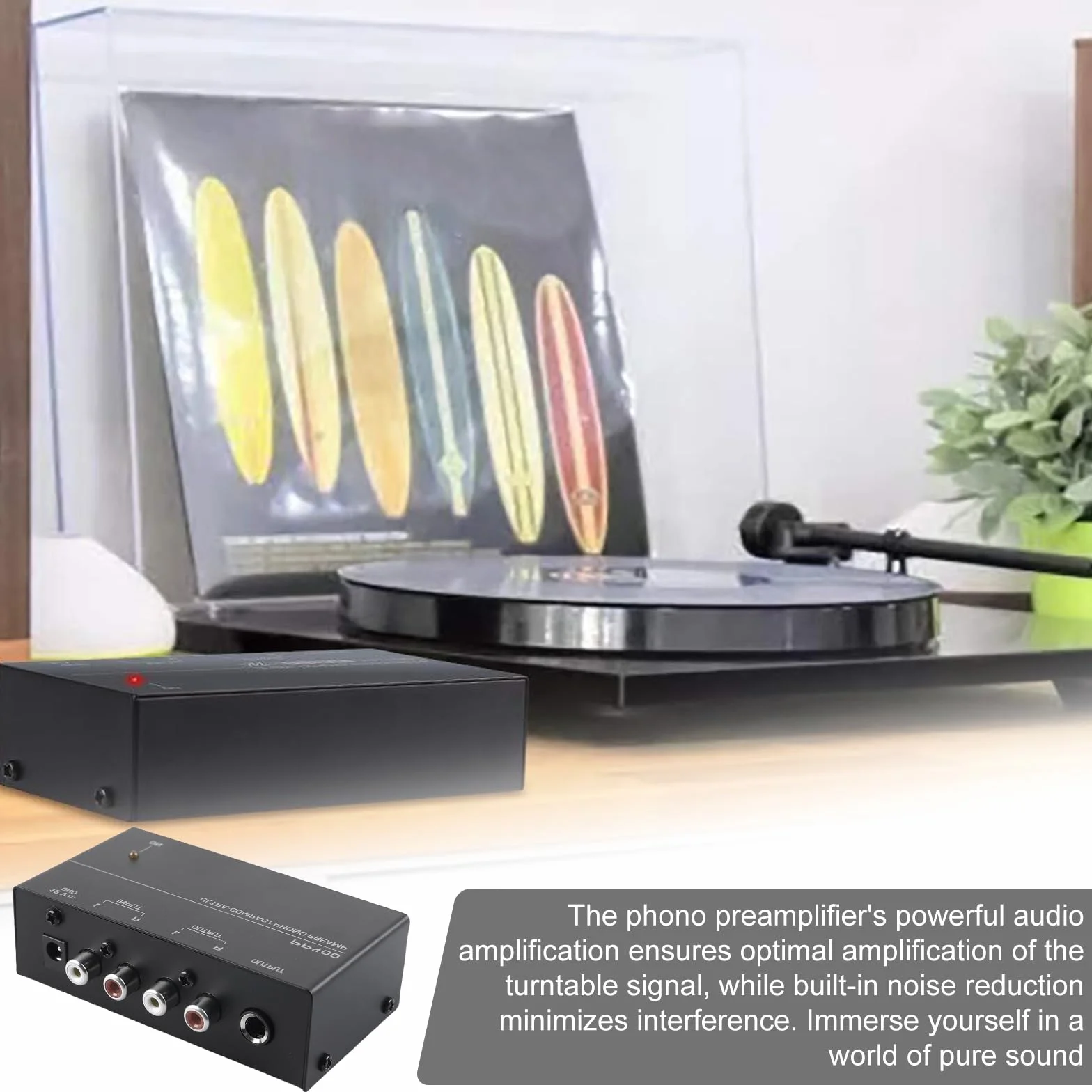 Preamplificatore Phono Giradischi, Mini Preamp Audio Stereo DC 12V Ingresso Uscita RCA