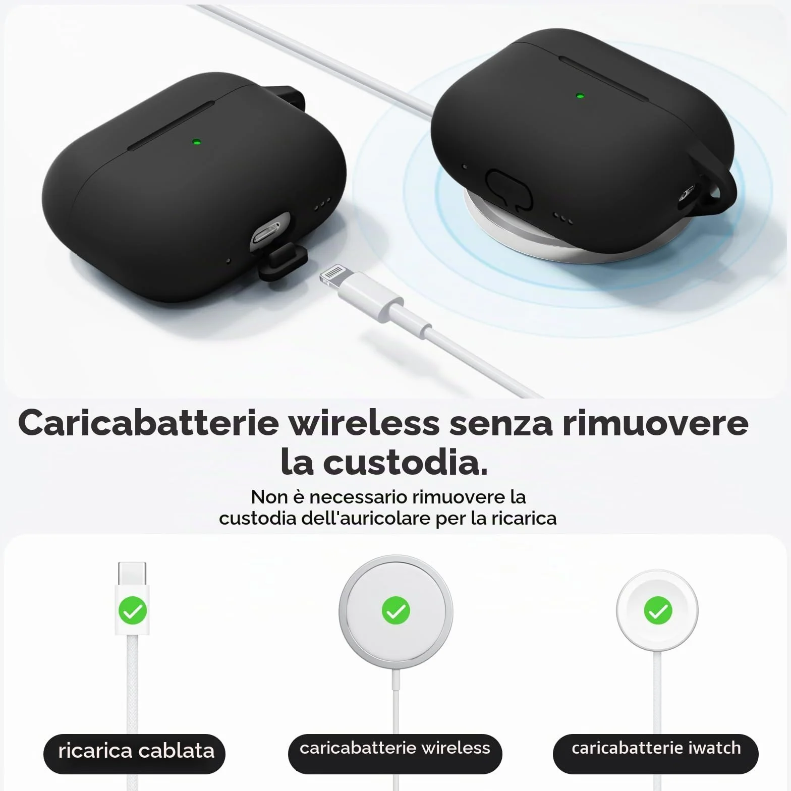 Inesore Hülle für AirPods Pro 3 (2025), Silikon-Schutzhülle mit Reinigungsset, Schwarz