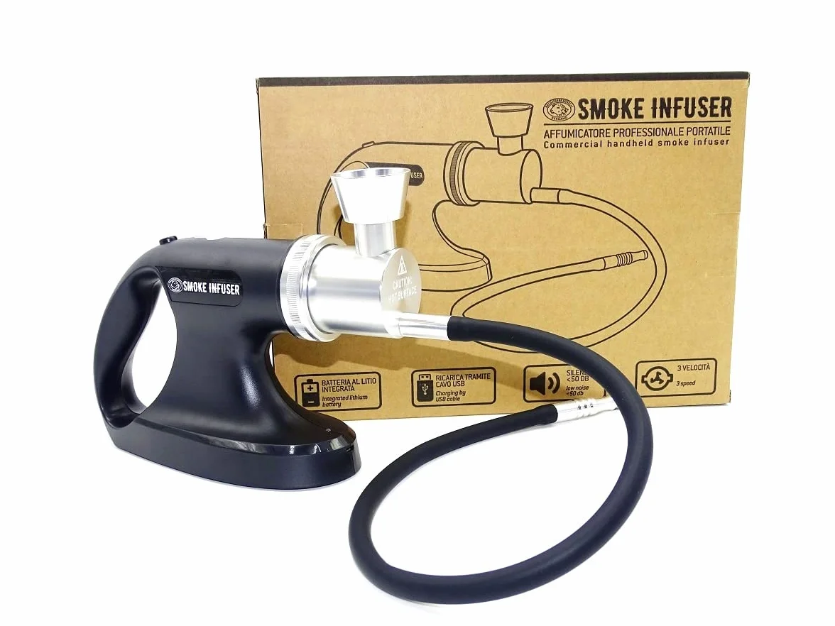 Agnelli NOVITA' AFFUMICATORE PISTOLA AFFUMICATRICE PROFESSIONALE A FREDDO SMOKE INFUSER di PENTOLE AGNELLI - BRACIERE IN ALLUMINIO - NUOVO MODELLO