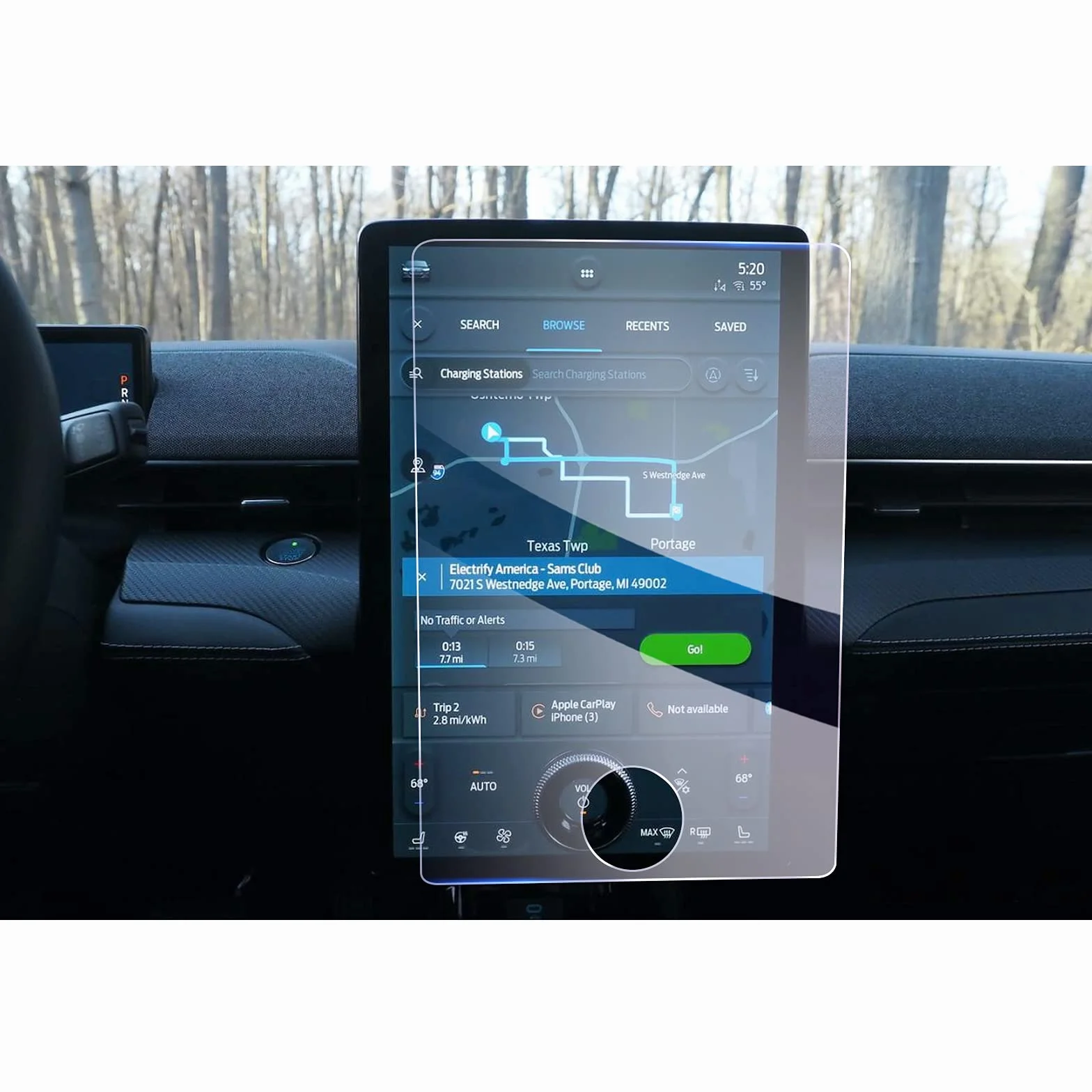 Pellicola Protettiva in Vetro Temperato 9H per Ford Mustang Mach-E 2021-2025 Navigazione Sync 4 15,5"