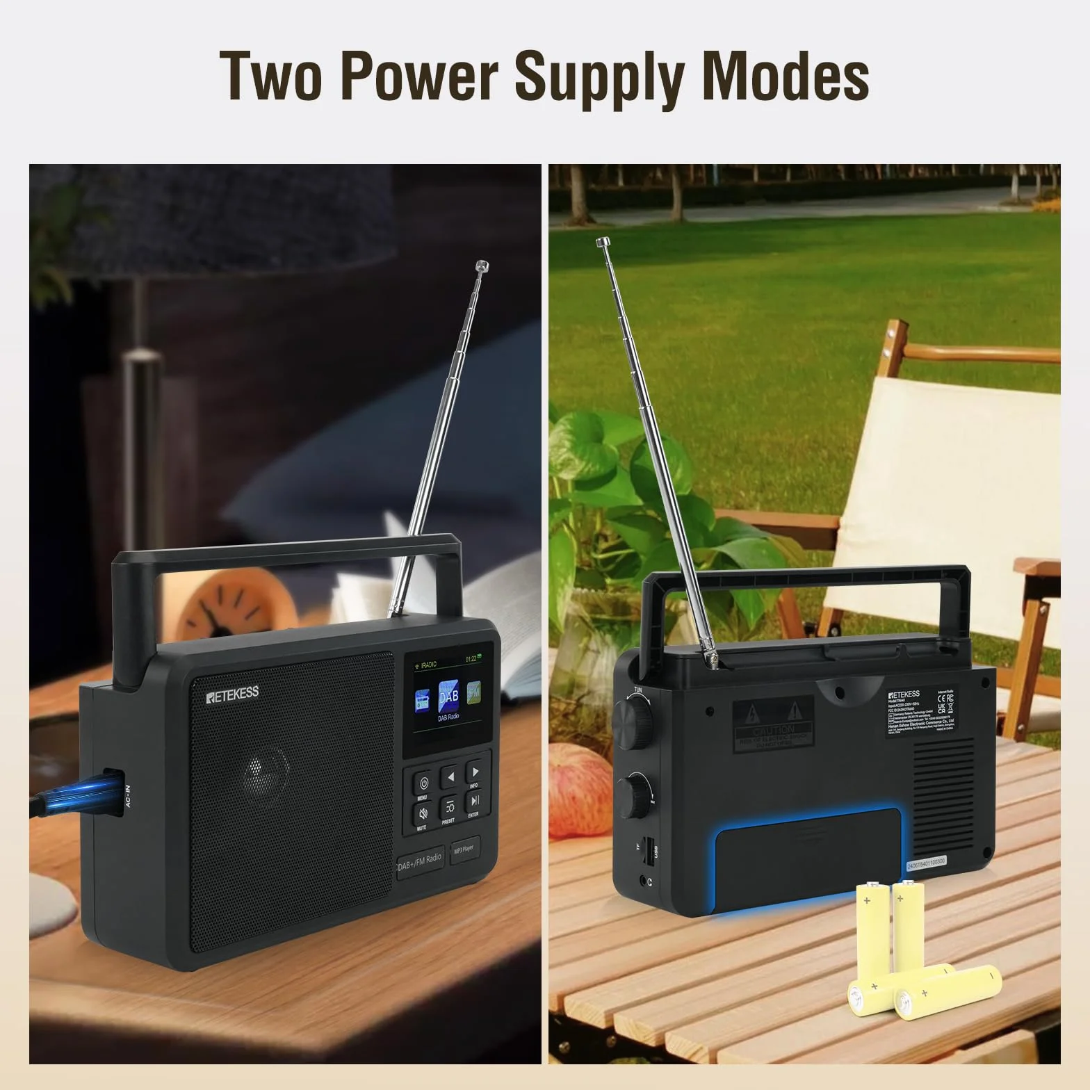 Retekess TR640 Radio Internet Portatile Digitale DAB FM con Antenna Esterna e Telecomando