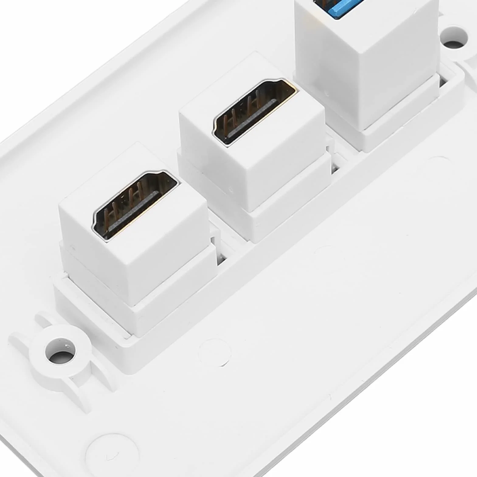 Bewinner Presa a Muro HDMI 3 Porte USB 3.0 Piastra Ethernet Senza Saldatura per TV HD a Parete
