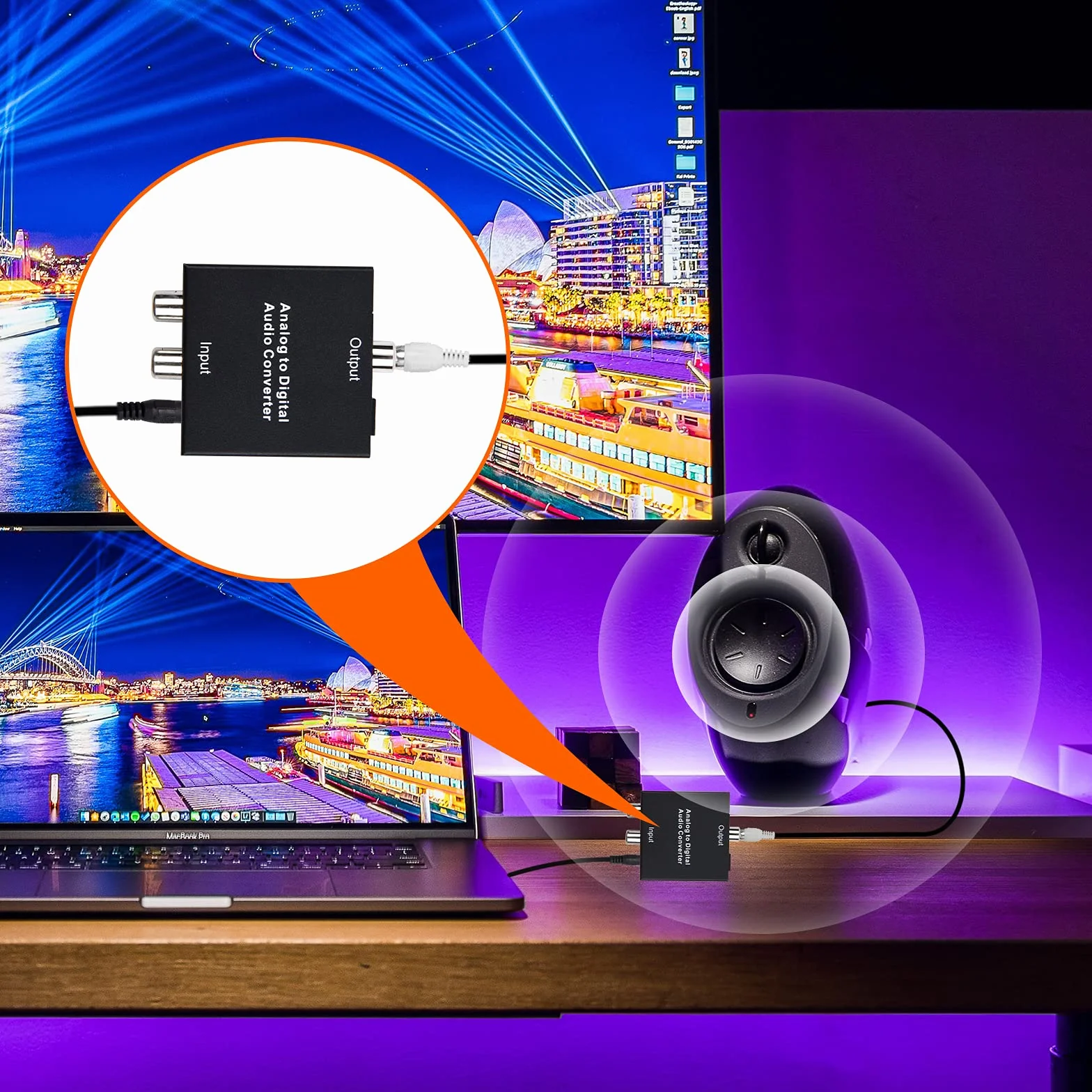 SOUTHSKY Konwerter audio analogowo-cyfrowy 3,5 mm Aux Jack R/L 2 RCA na SPDIF Toslink optyczny koncentryczny