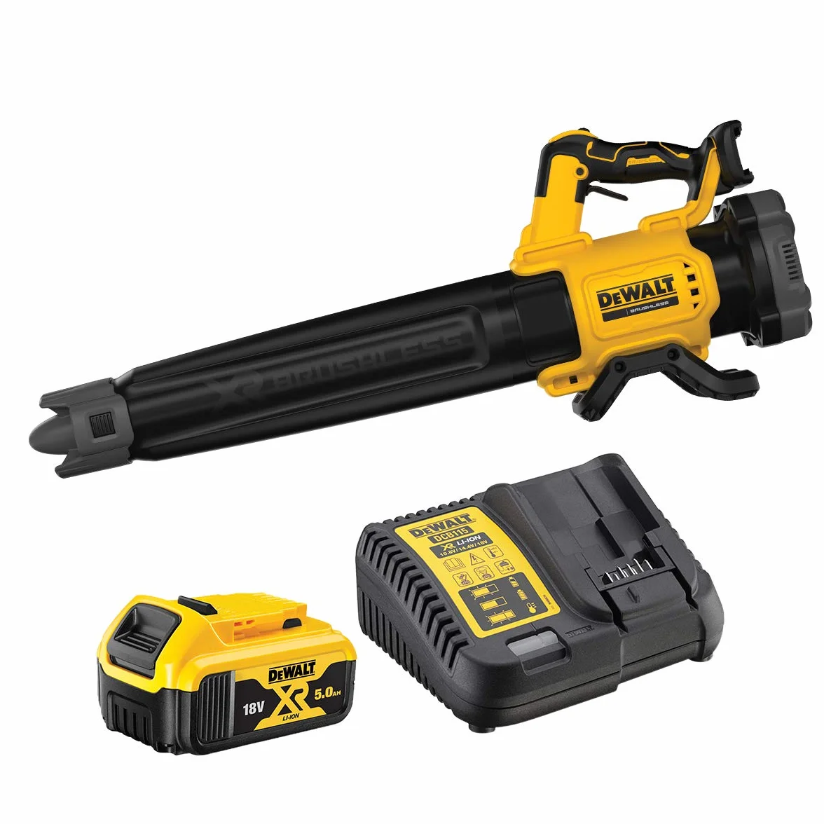 DeWalt Soffiatore assiale XR 18V ​​brushless con 1 batteria Li-Ion 5Ah