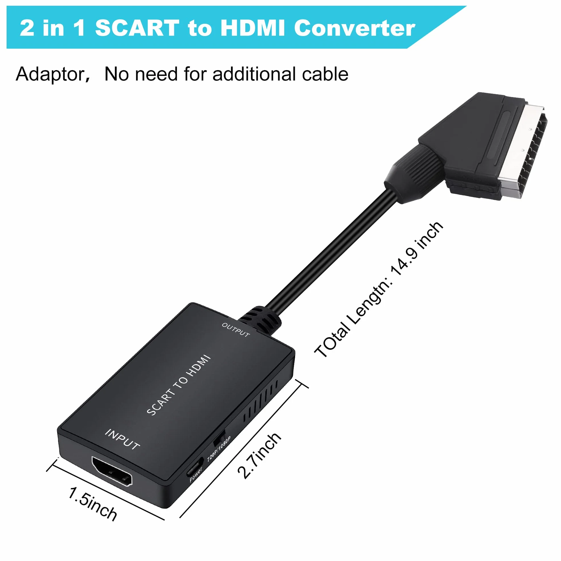 Adattatore Scart a HDMI con Cavi HDMI Full HD 720P/1080P Switch Video Audio Converter