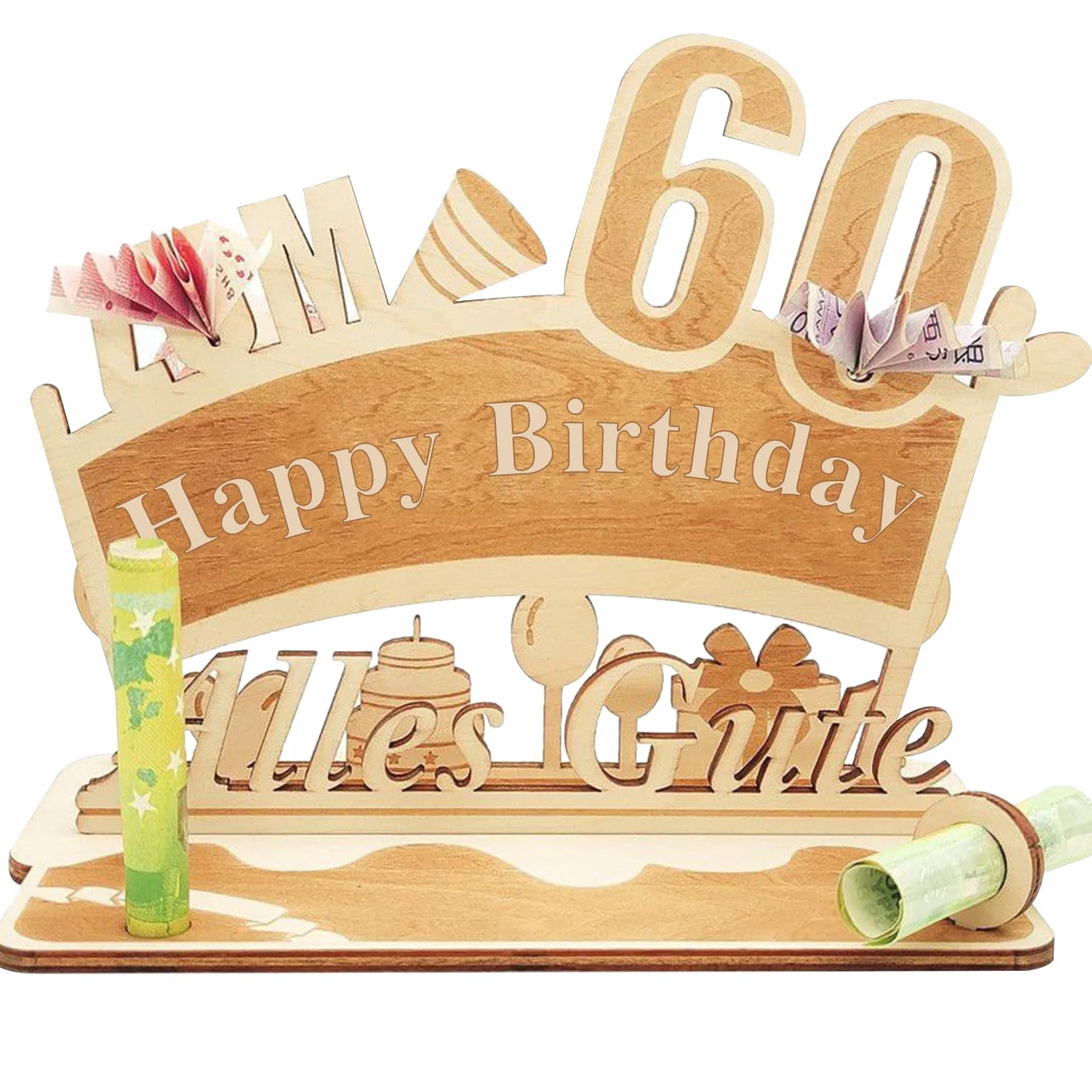 Biglietto Auguri Compleanno in Legno Personalizzato Regalo 60 Anni Donna Uomo