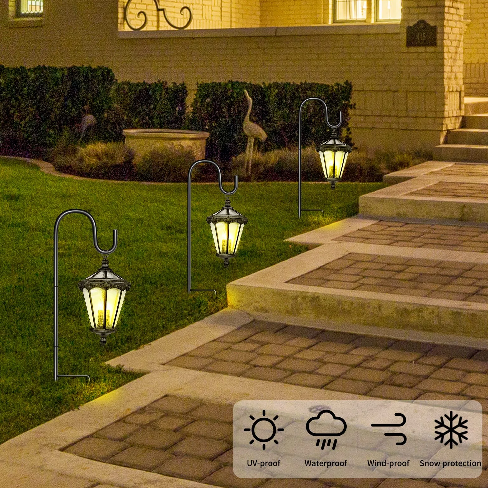 SEGNAYEN Ganci per luci da giardino 81 cm regolabili set di 2