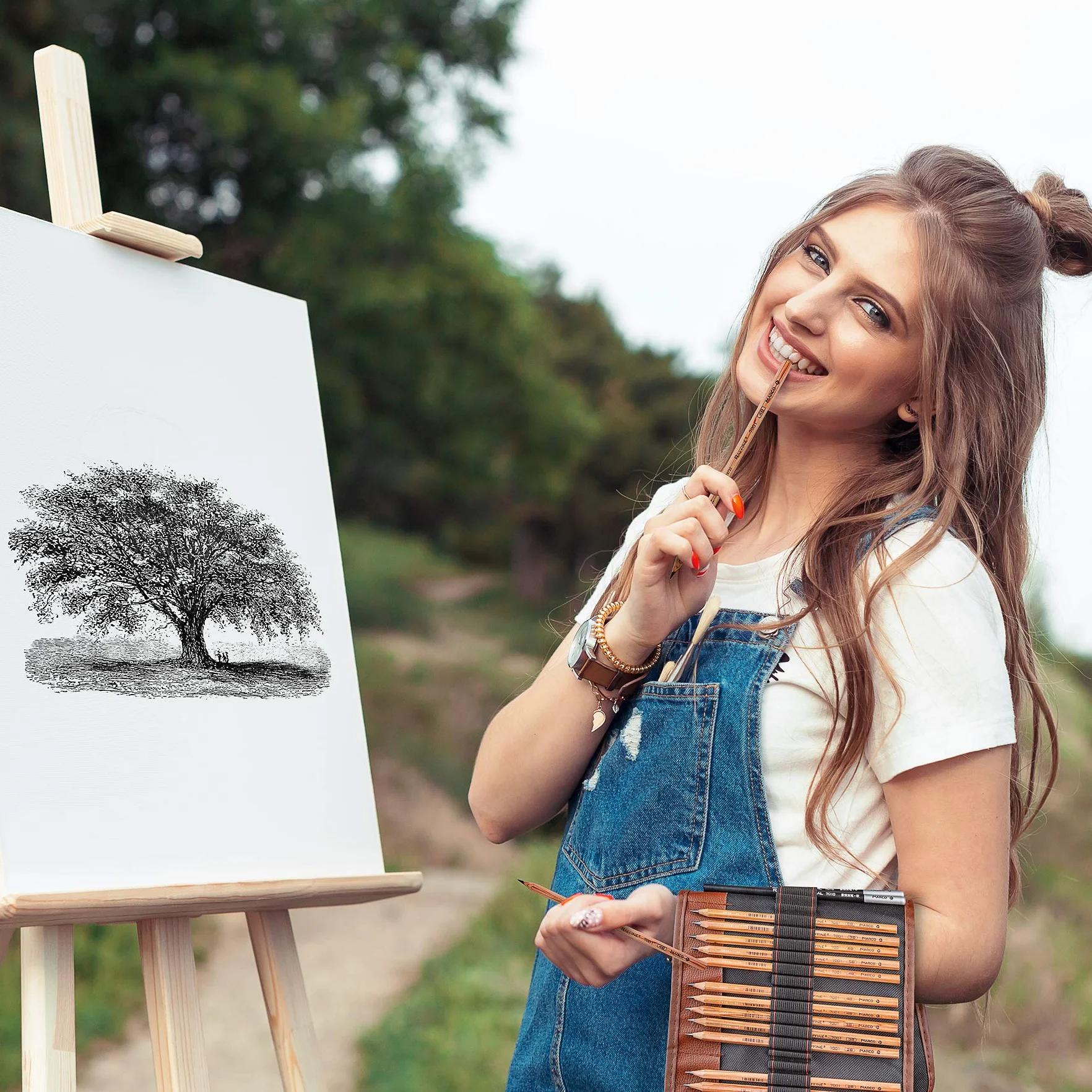 Cooja Set da Disegno e Schizzo 29 Pezzi, Kit Materiale per Artisti con Matite Grafite e Carboncino